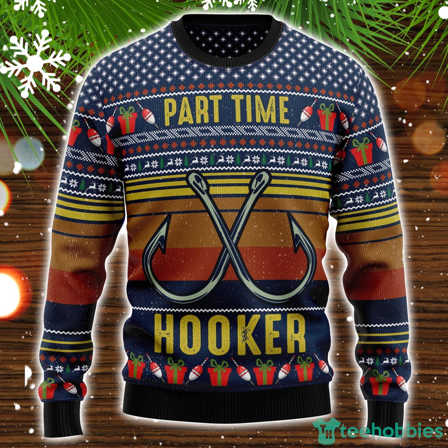 Fishing Part Time Ugly Christmas Sweater Christmas Holiday Gift Product Photo 1