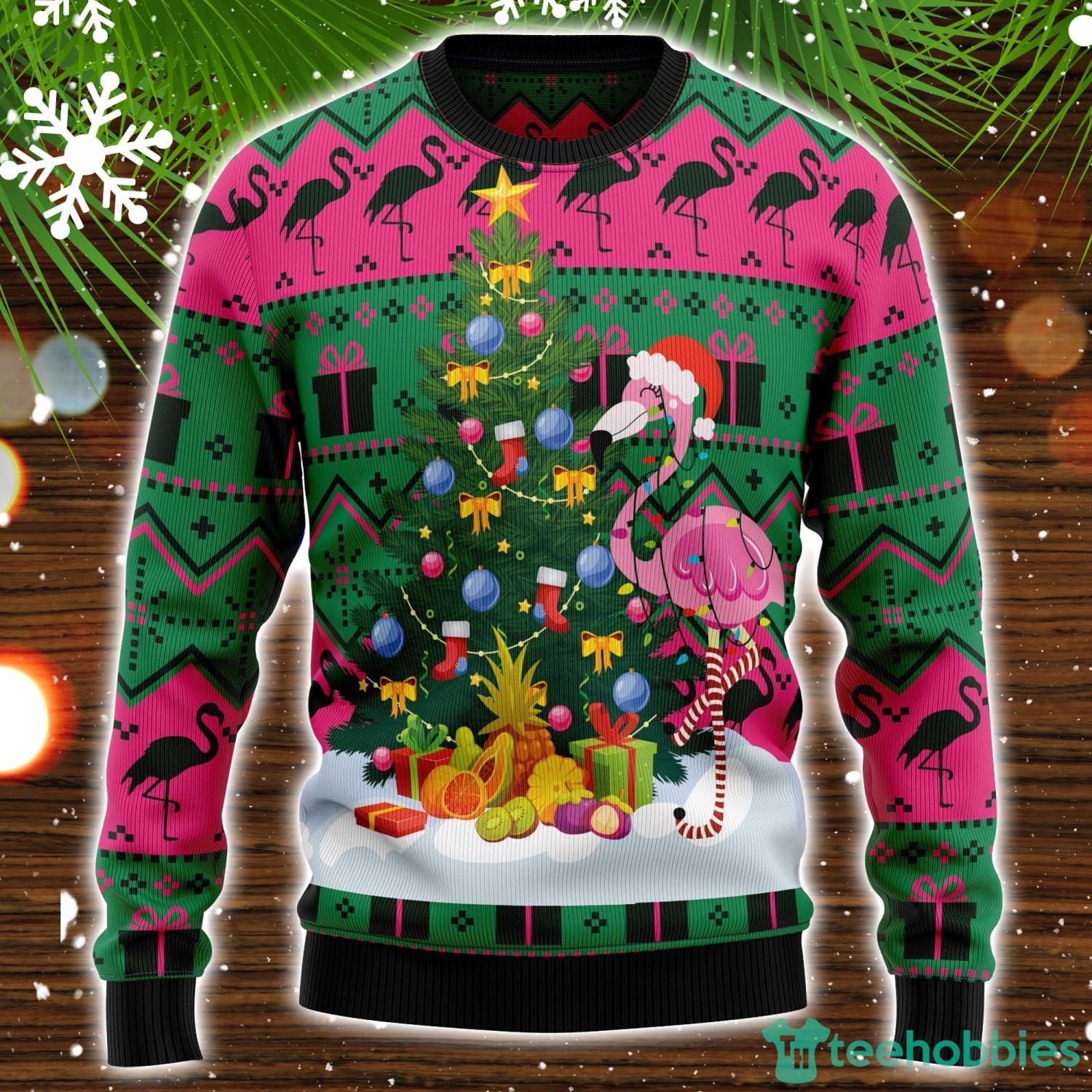 Flamingo Christmas Tree Ugly Christmas Sweater Christmas Holiday Gift Product Photo 1