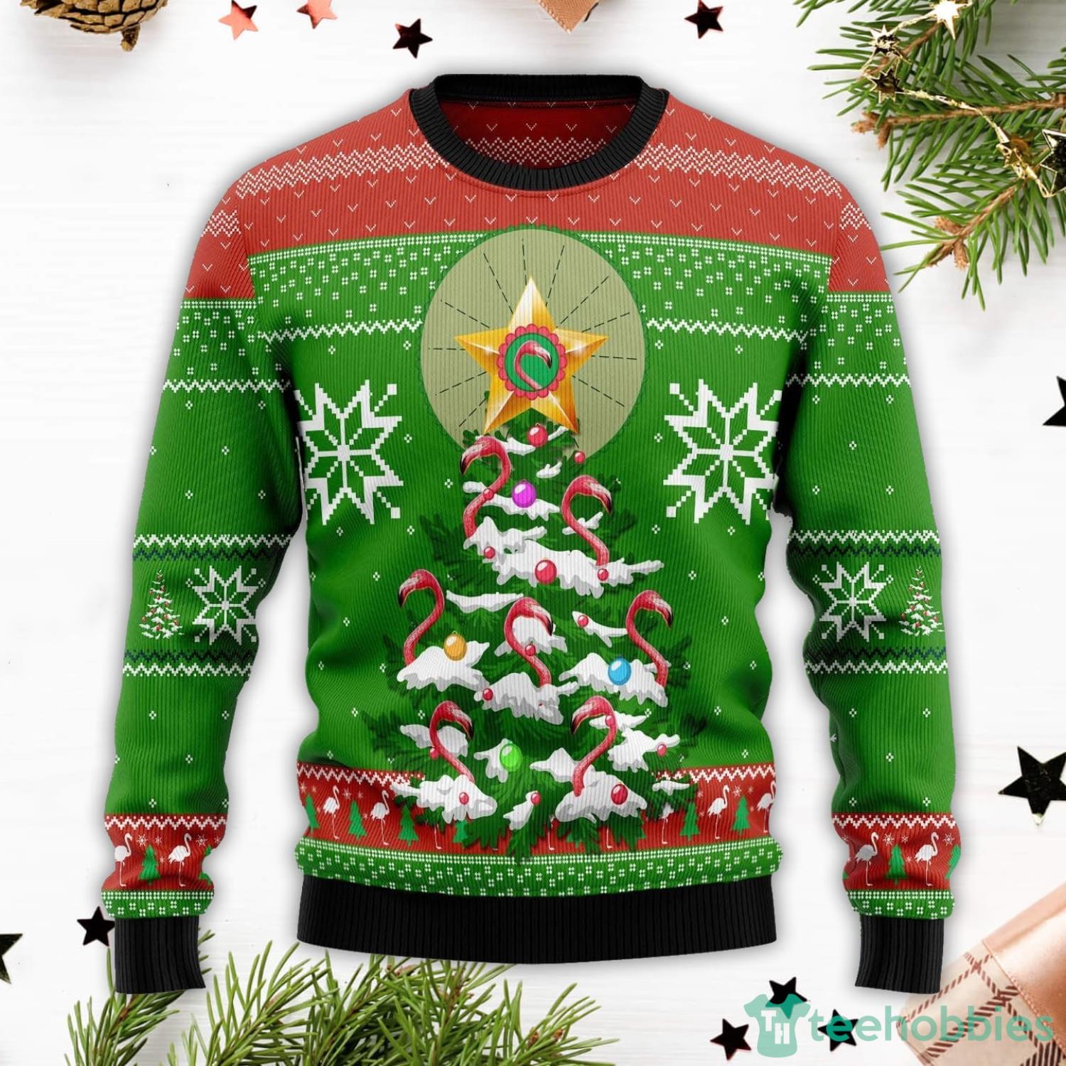 Flamingo Pine Tree Ugly Christmas Sweater Hoilday Gift For Men And Women Product Photo 1