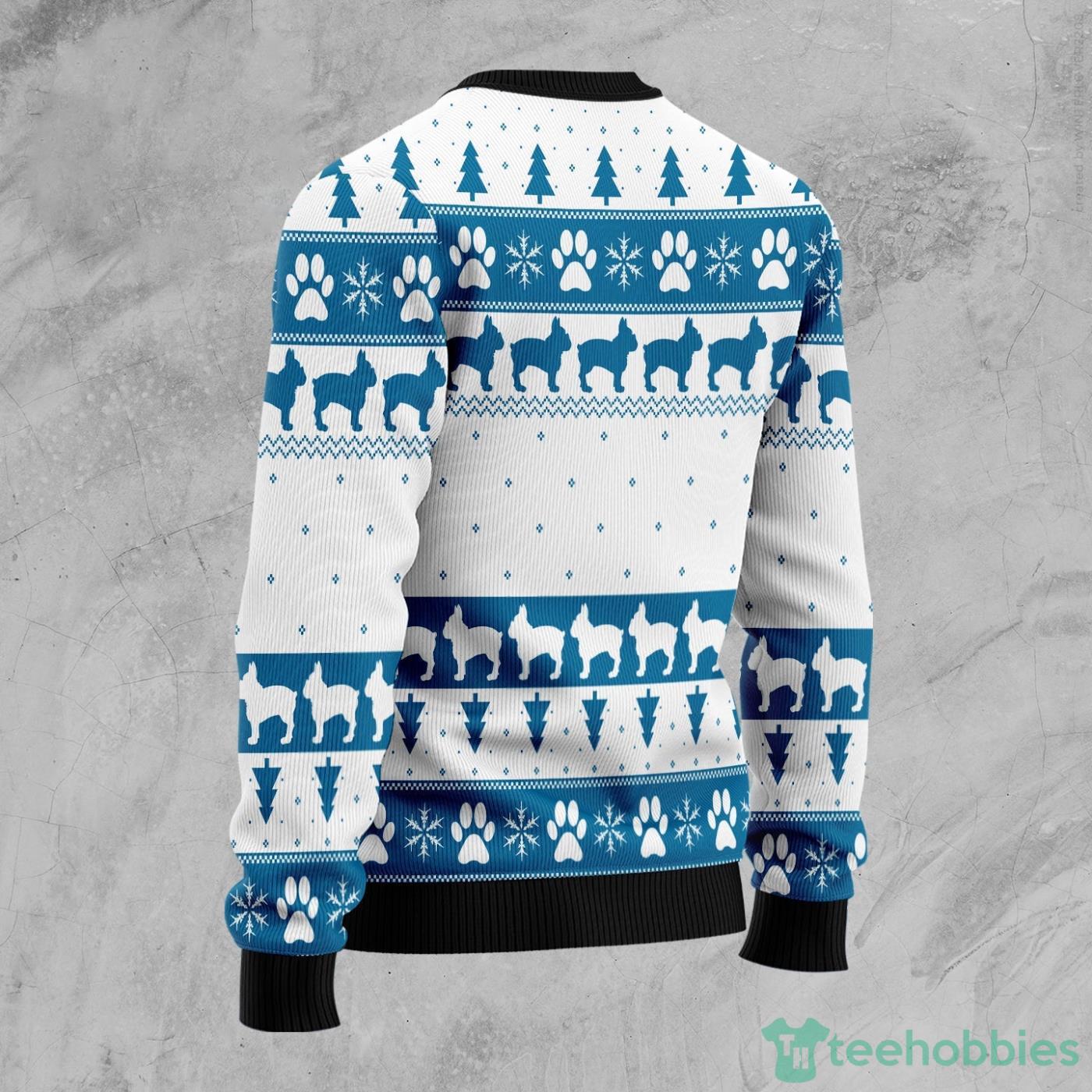 French Bulldog Greeting All Over printed Ugly Christmas Sweater Product Photo 2