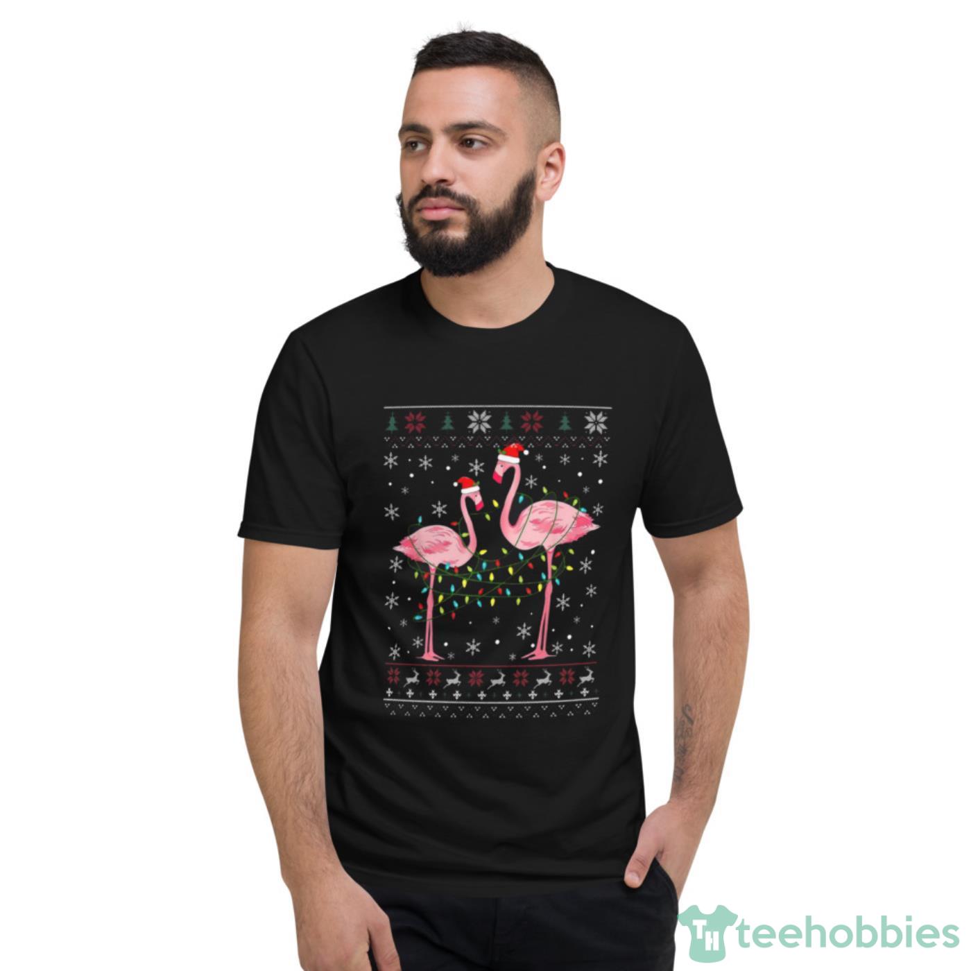 Funny Flamingos With Santa Hats Vintage T-Shirt Cute Gift - Short Sleeve T-Shirt