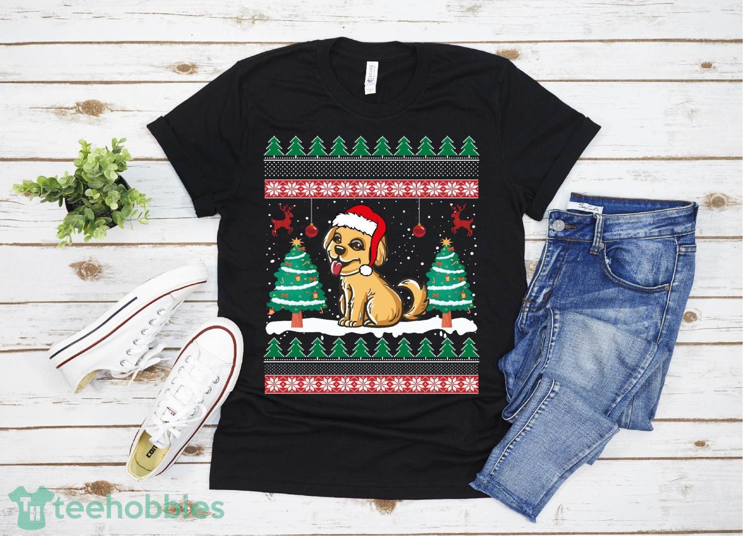 Funny Golden Retriever Christmas Sweater Shirt Puppy Dog T-Shirt Product Photo 1