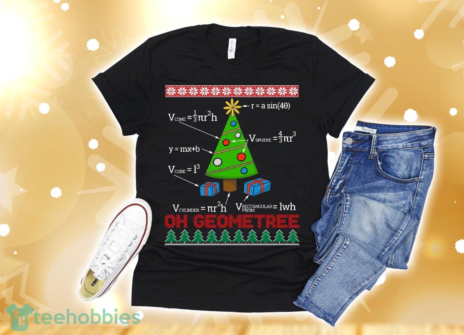 Funny Math Geometry Christmas Tree Geometree Teacher T-Shirt Christmas Gift Product Photo 1