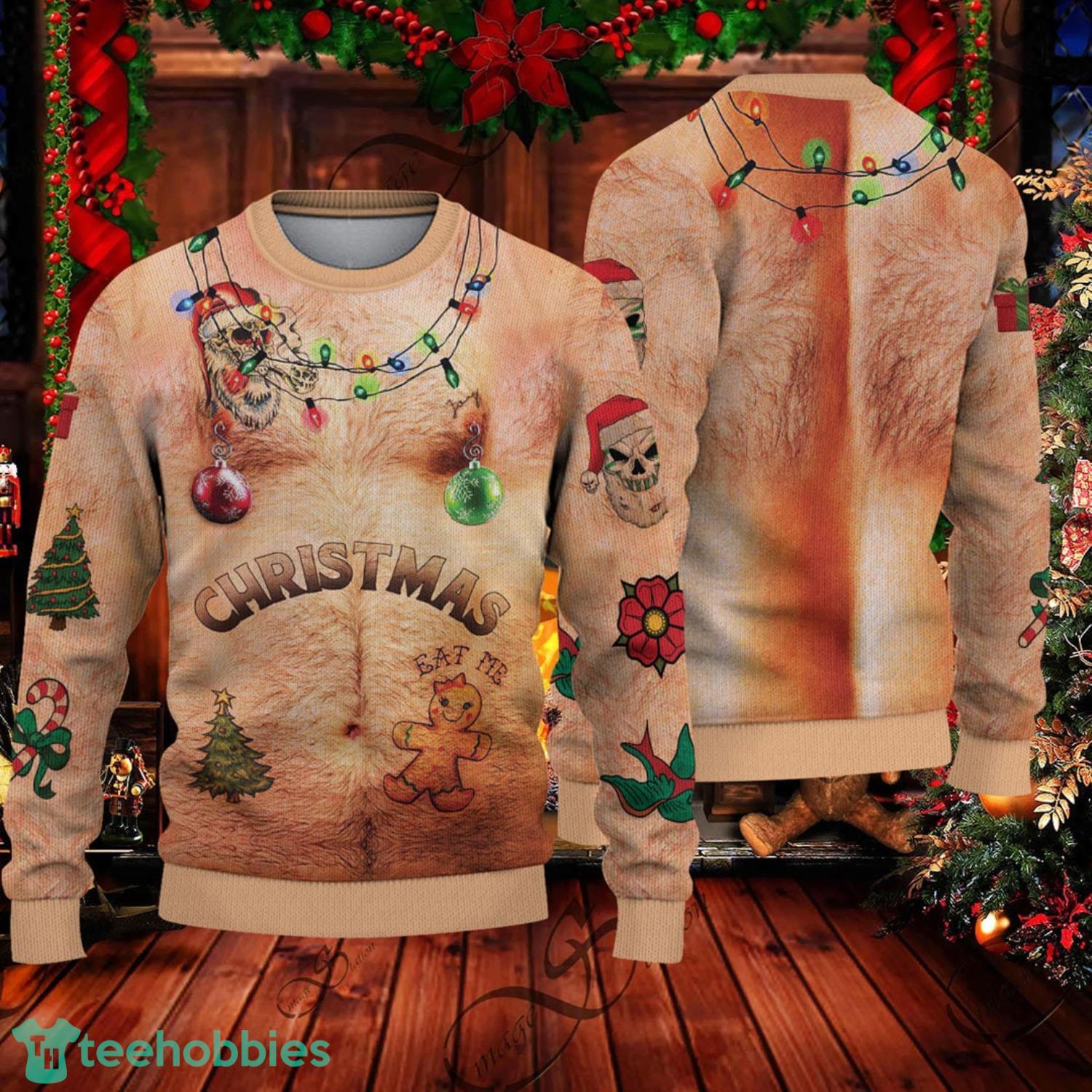 Funny Santa Topless Ho Ho Ho Ugly Sweater All Over Print Christmas Gift Product Photo 1