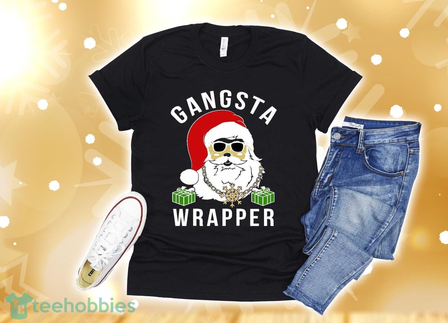 Gangsta Wrapper Shirt Funny Santa Christmas T-Shirt Christmas Gift Product Photo 1