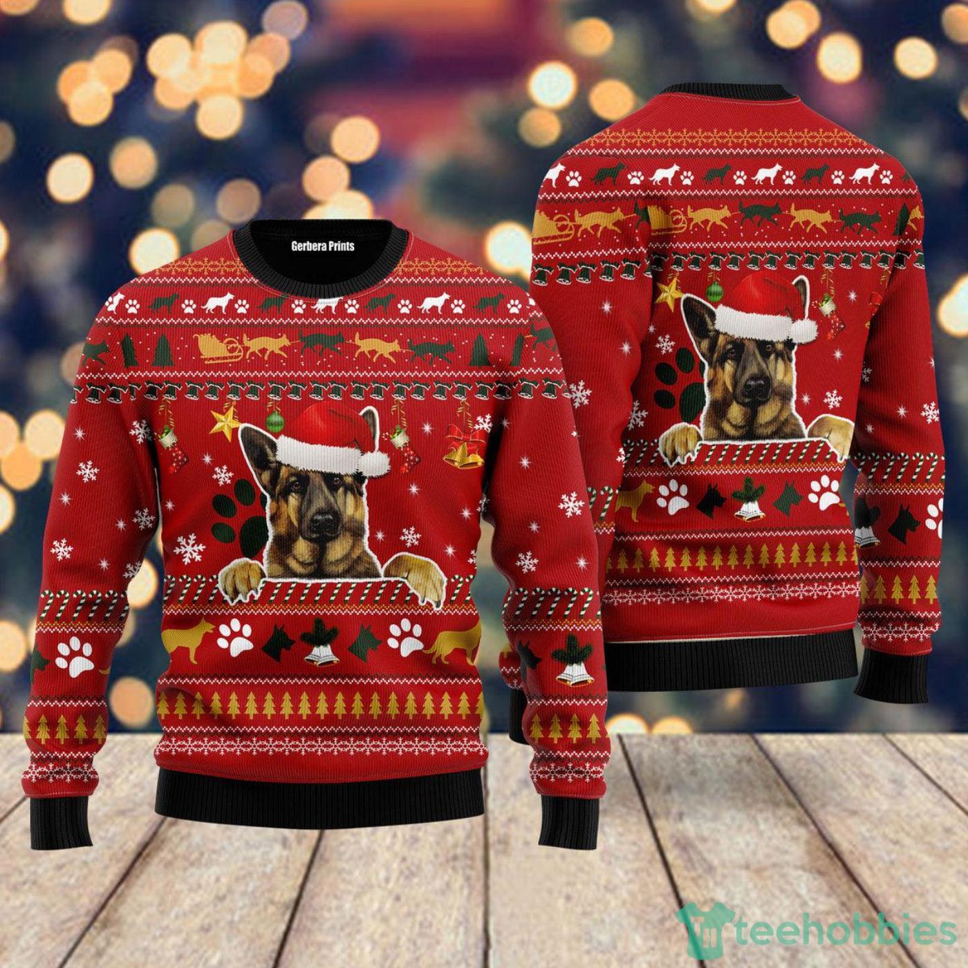 German Shepherd Dog All Over printed Ugly Christmas Sweater For Men & Women Product Photo 2