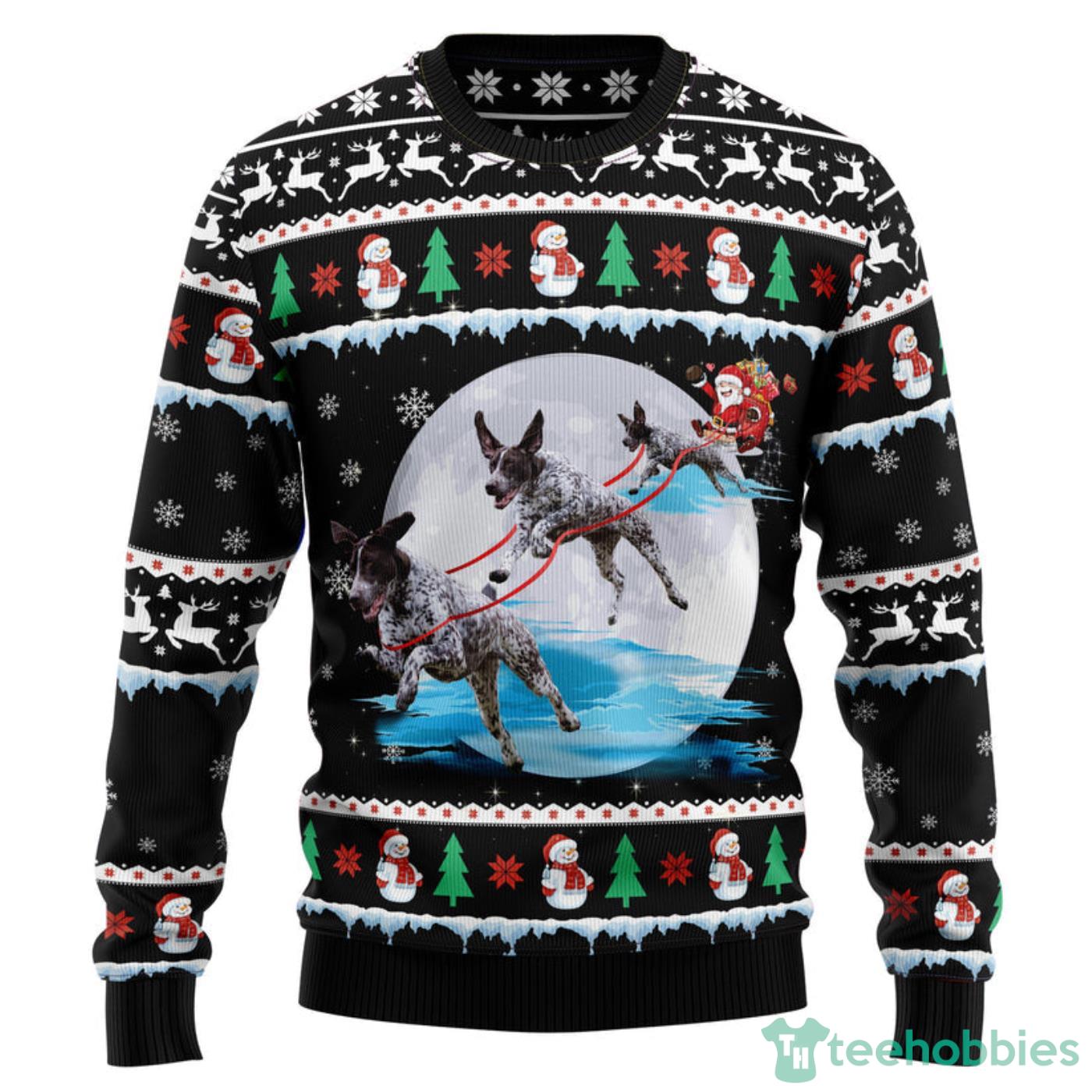 German Shorthaired Pointer Santa On HighwayAll Over printed Ugly Christmas Sweater Product Photo 1
