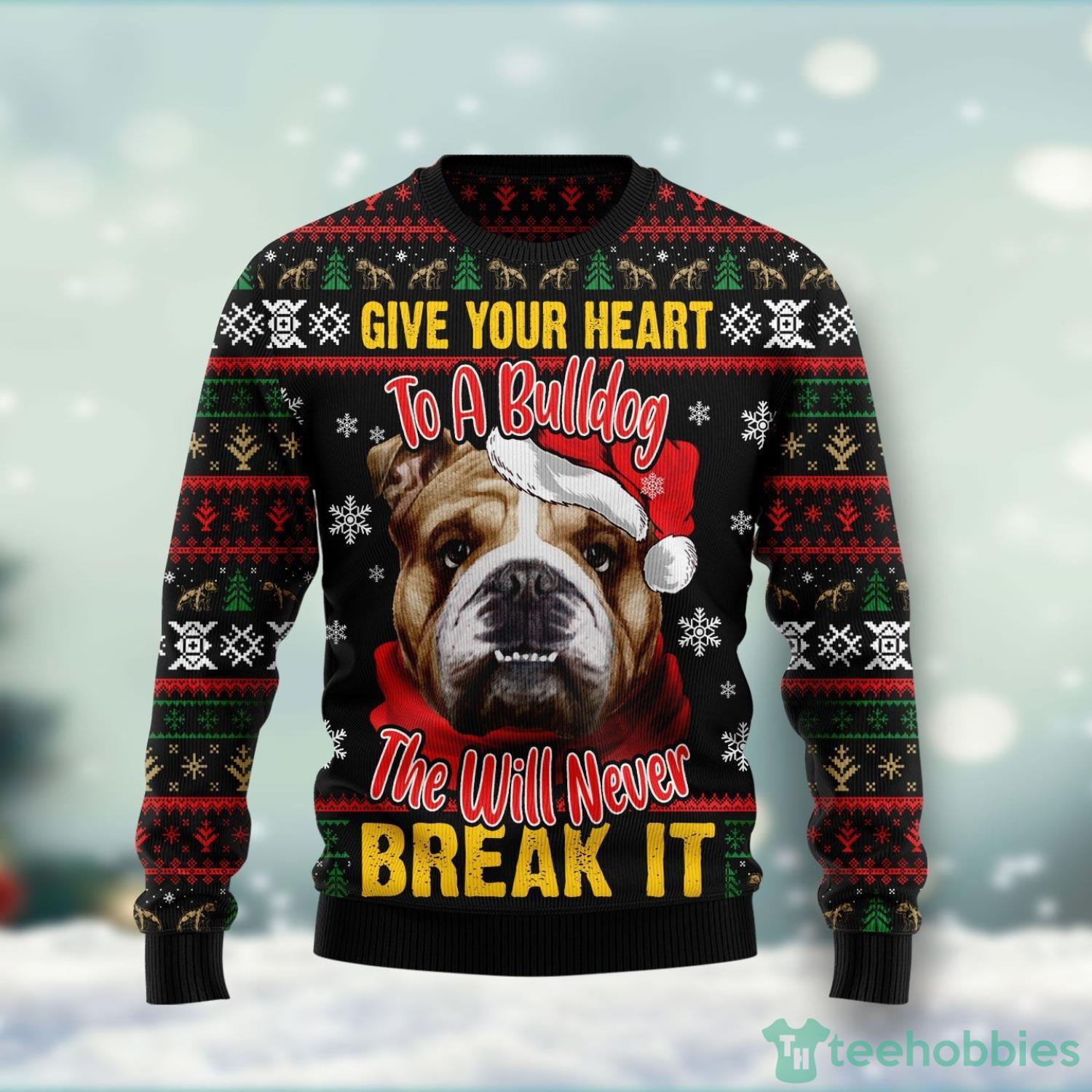 Give Your Heart Bulldog Ugly Christmas Sweater Christmas Holiday Gift For Family Product Photo 1
