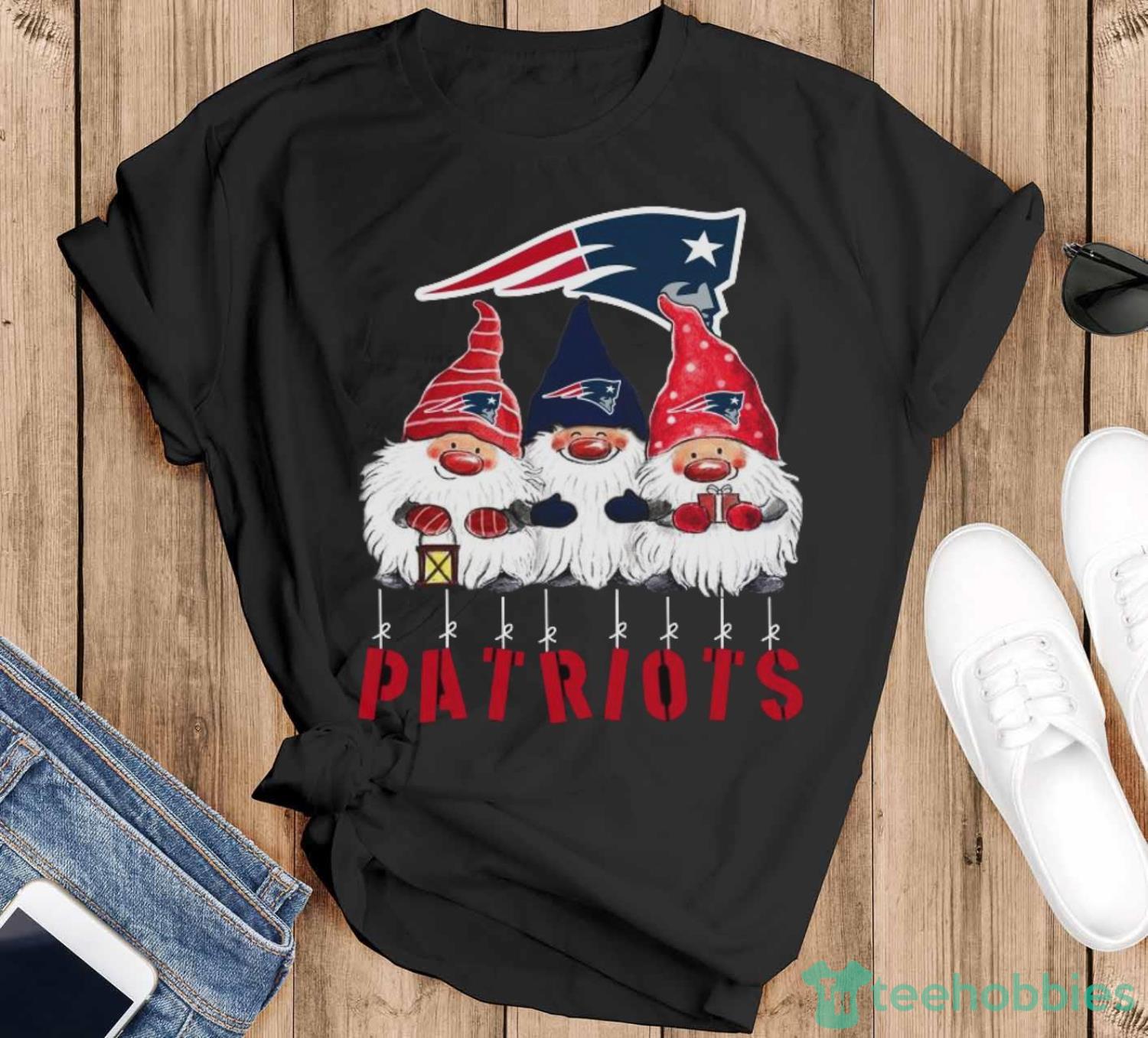 Gnomies New England Patriots Christmas Shirt - Black T-Shirt
