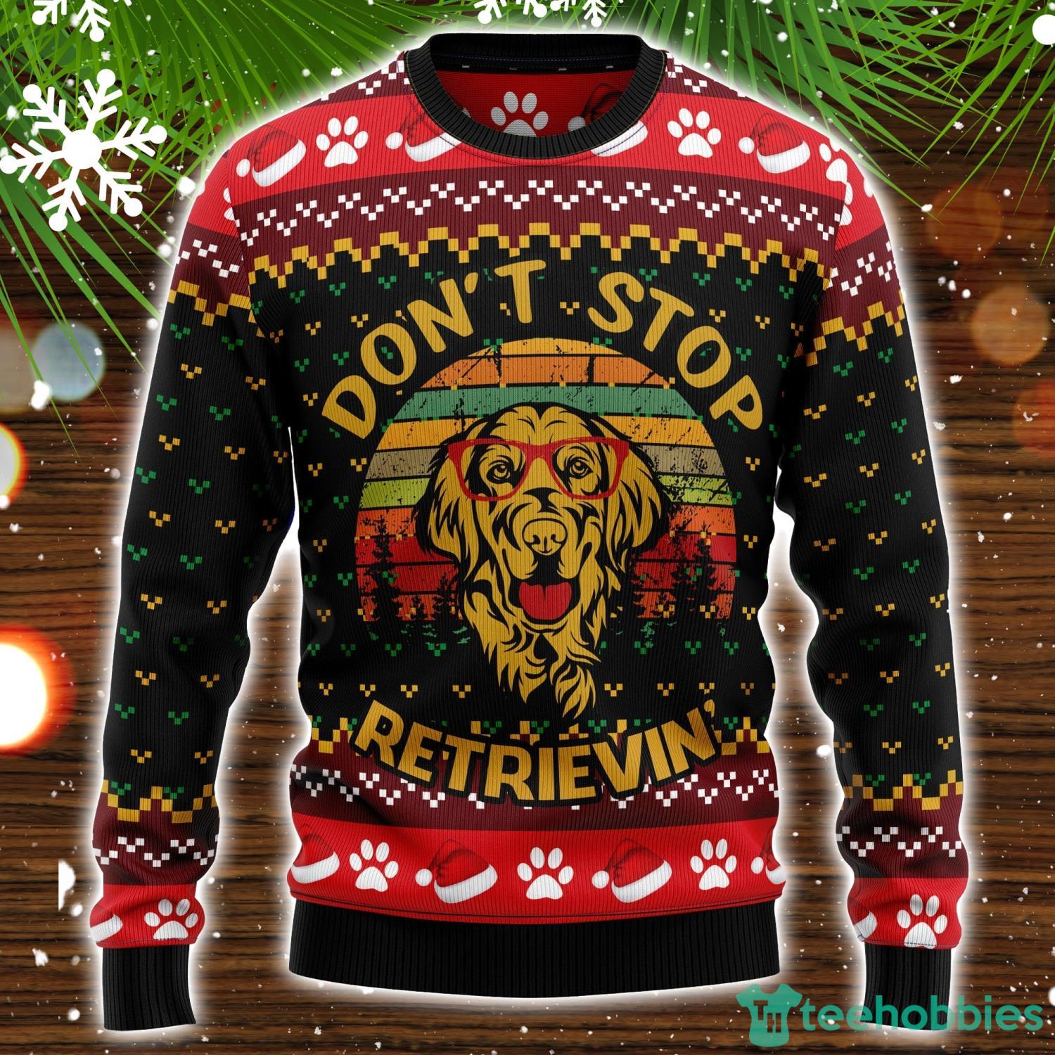 Golden Retriever Don‘t Stop Ugly Christmas Sweater Christmas Holiday Gift Product Photo 1