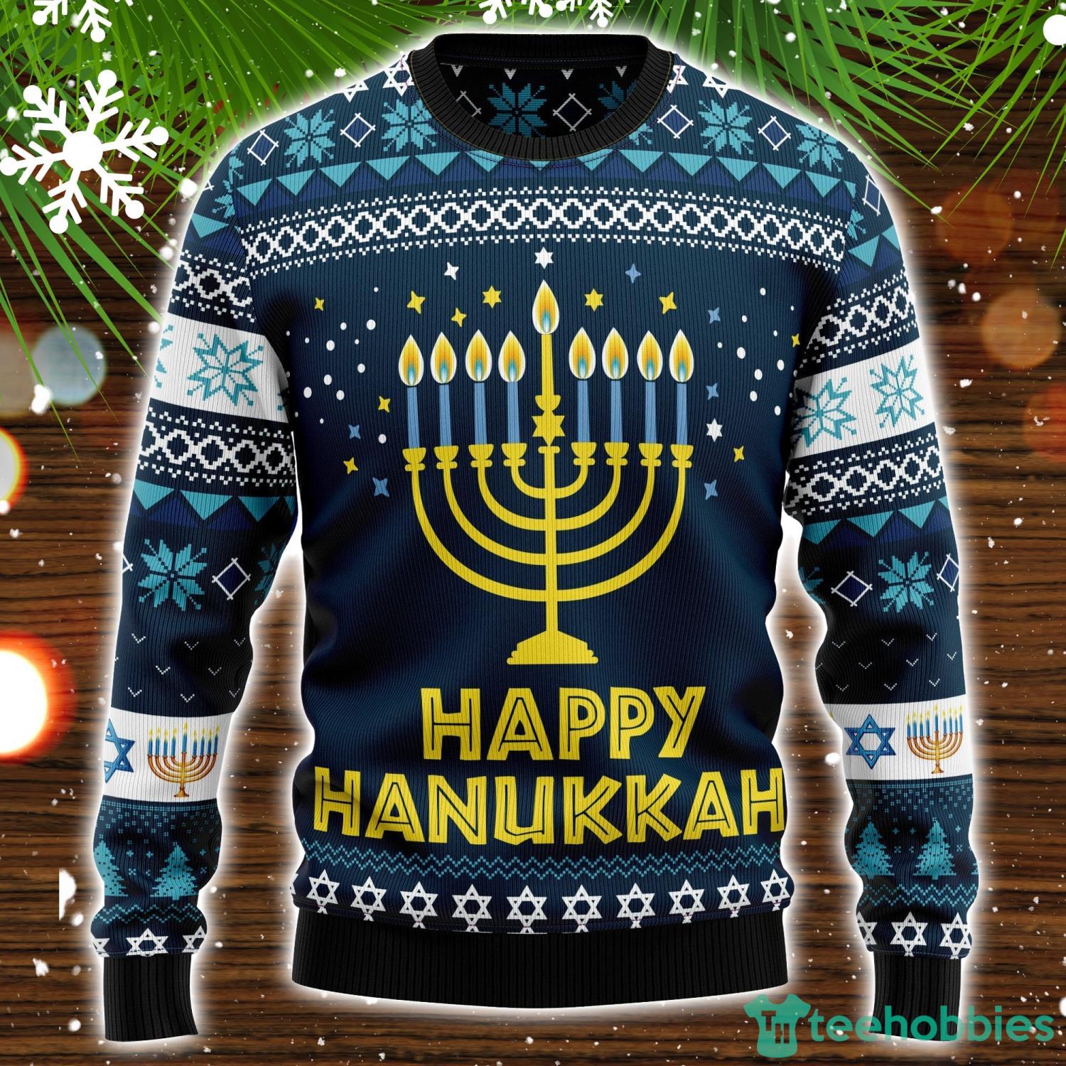 Happy Hanukkah Ugly Christmas Sweater Christmas Holiday Gift Product Photo 1 Happy Hanukkah Ugly Christmas Sweater Christmas Holiday Gift Product Photo 1
