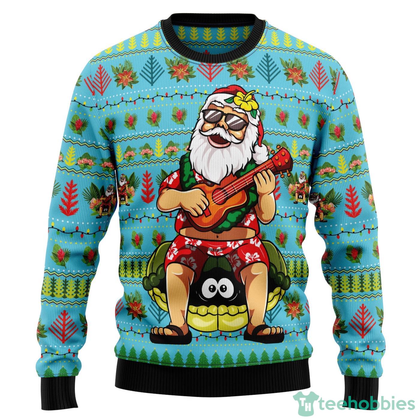 Hawaiian Santa Claus All Over printed Ugly Christmas Sweater Product Photo 1 Hawaiian Santa Claus All Over printed Ugly Christmas Sweater Product Photo 1