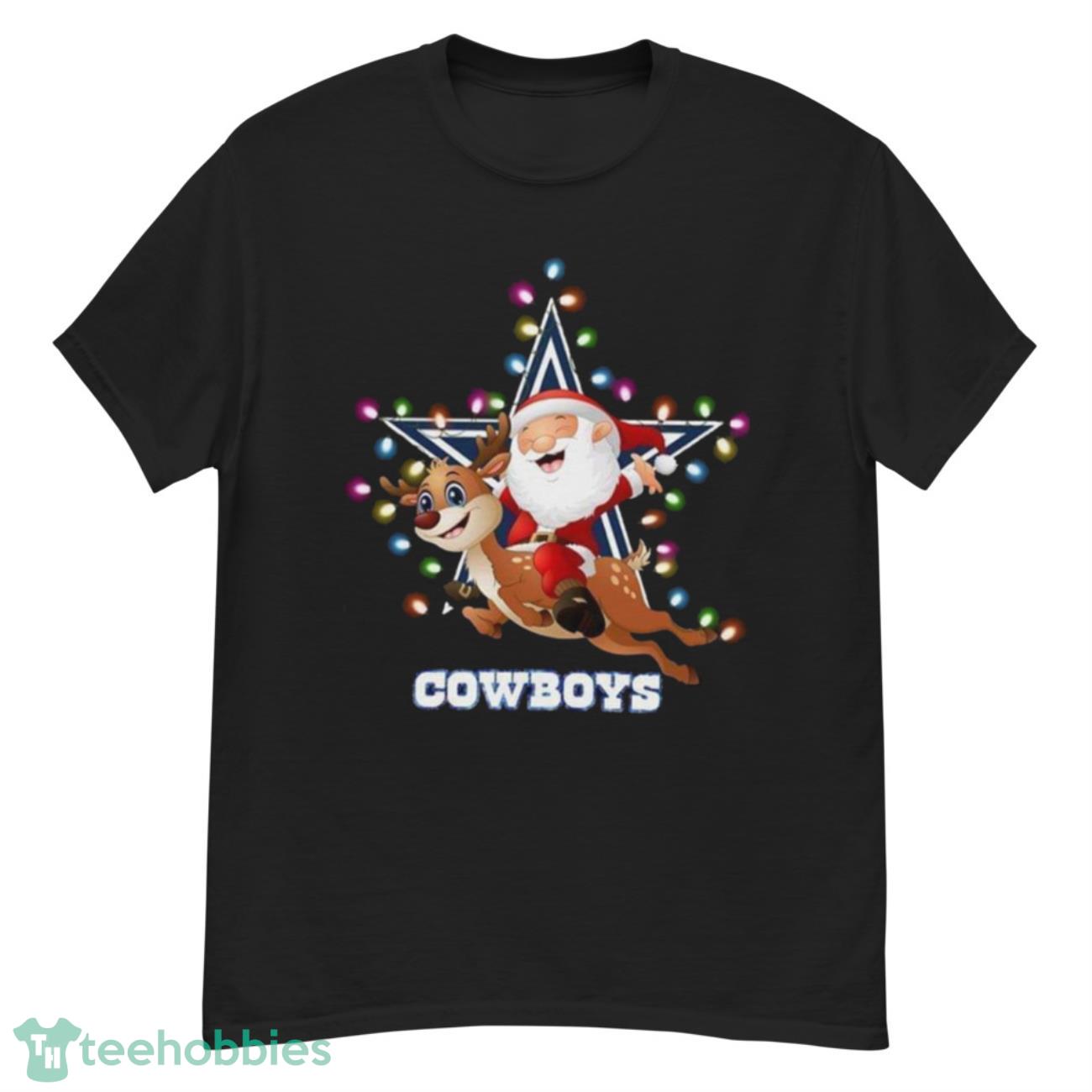 High Quality Nfl Dallas Cowboys Christmas Santa Riding Reindeer T Shirt - G500 Men’s Classic T-Shirt