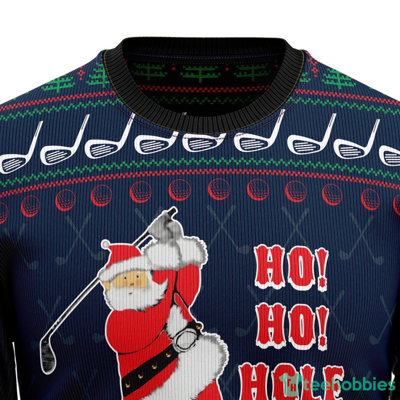 Ho Ho Hole In One All Over printed Ugly Christmas Sweater image Ho Ho Hole In One All Over printed Ugly Christmas Sweater Product Photo 2