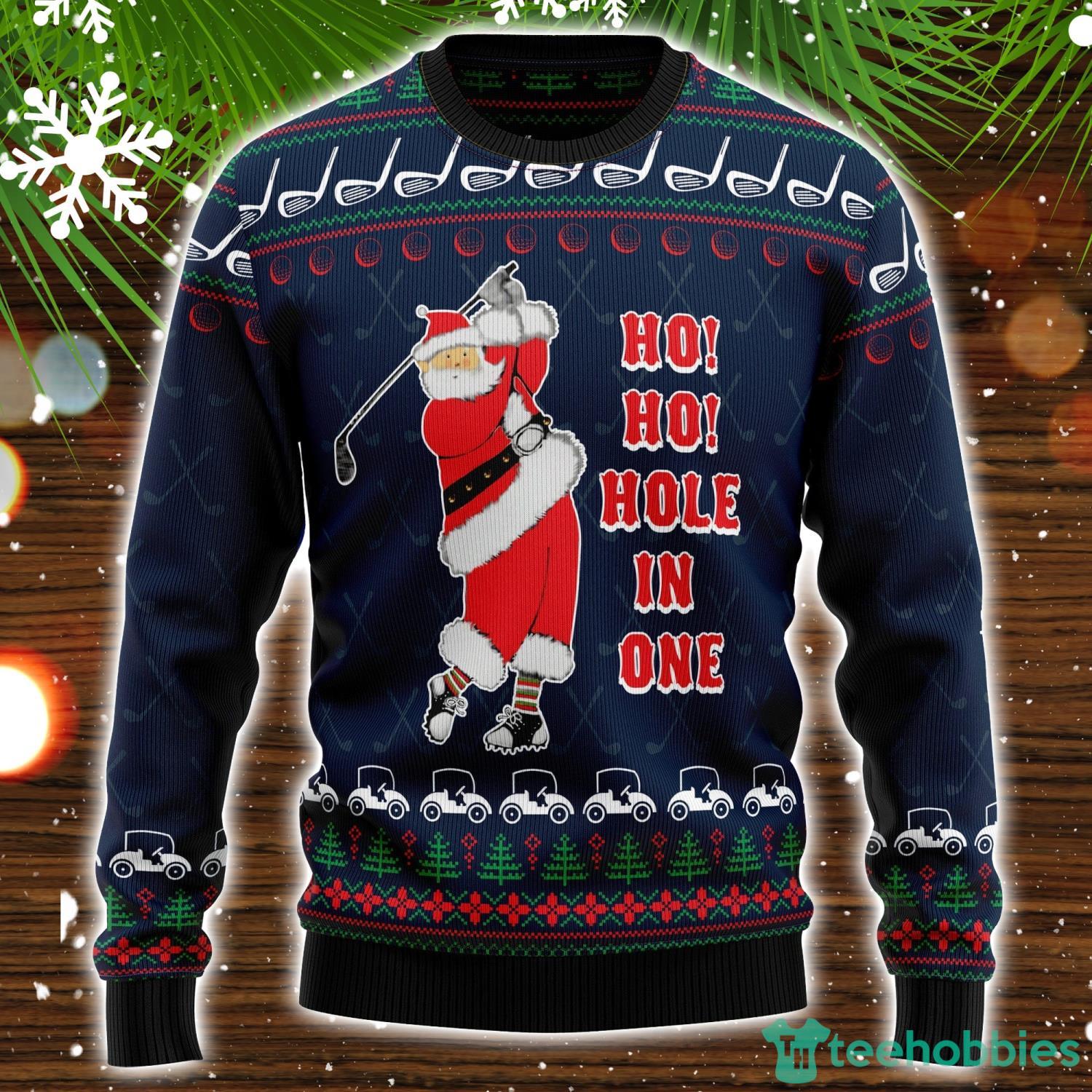 Ho Ho Hole In One Ugly Christmas Sweater Christmas Holiday Gift Product Photo 1 Ho Ho Hole In One Ugly Christmas Sweater Christmas Holiday Gift Product Photo 1