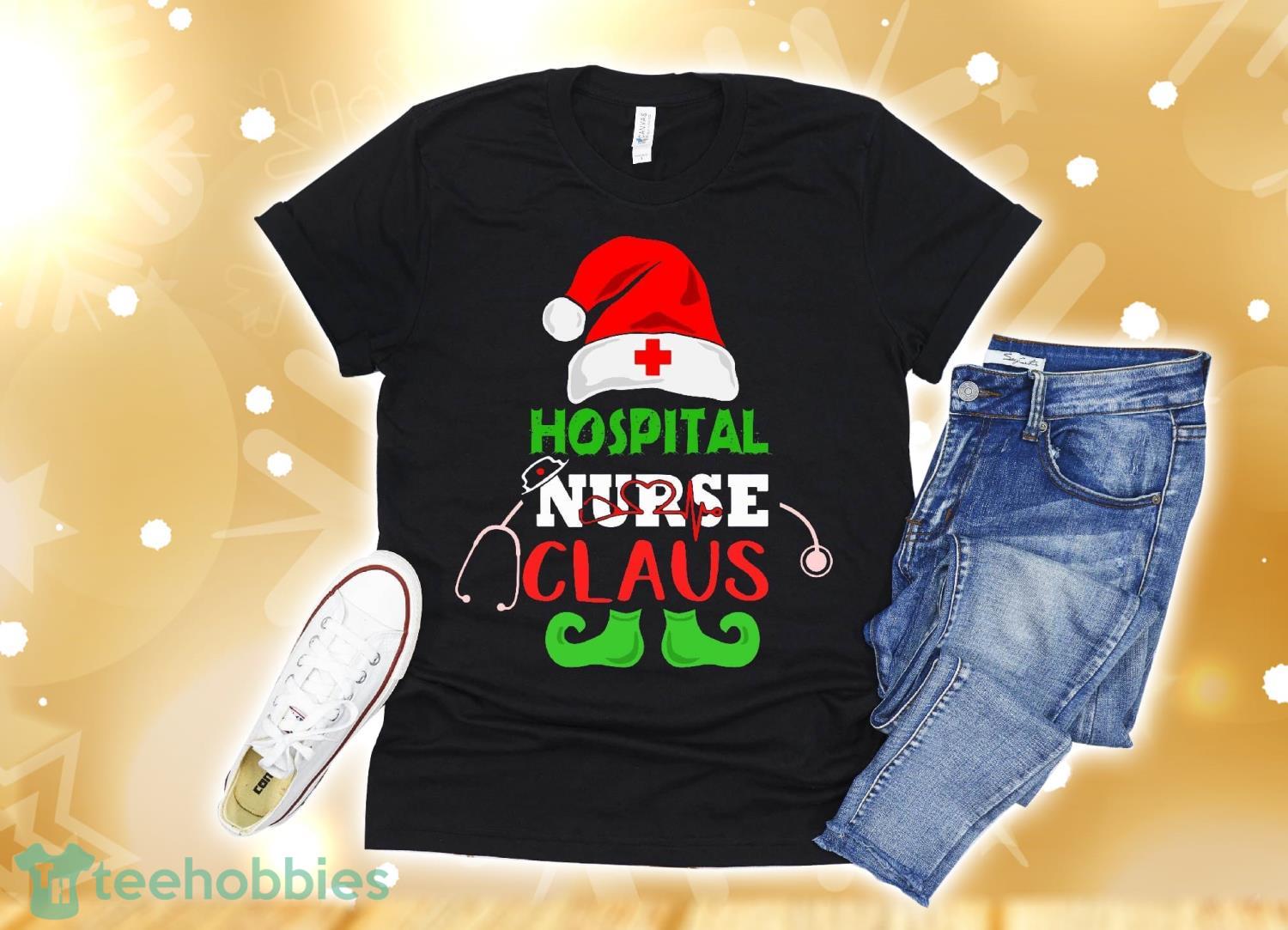 Hospital Nurse Santa Claus Christmas Matching Costume T-Shirt Christmas Gift Product Photo 1