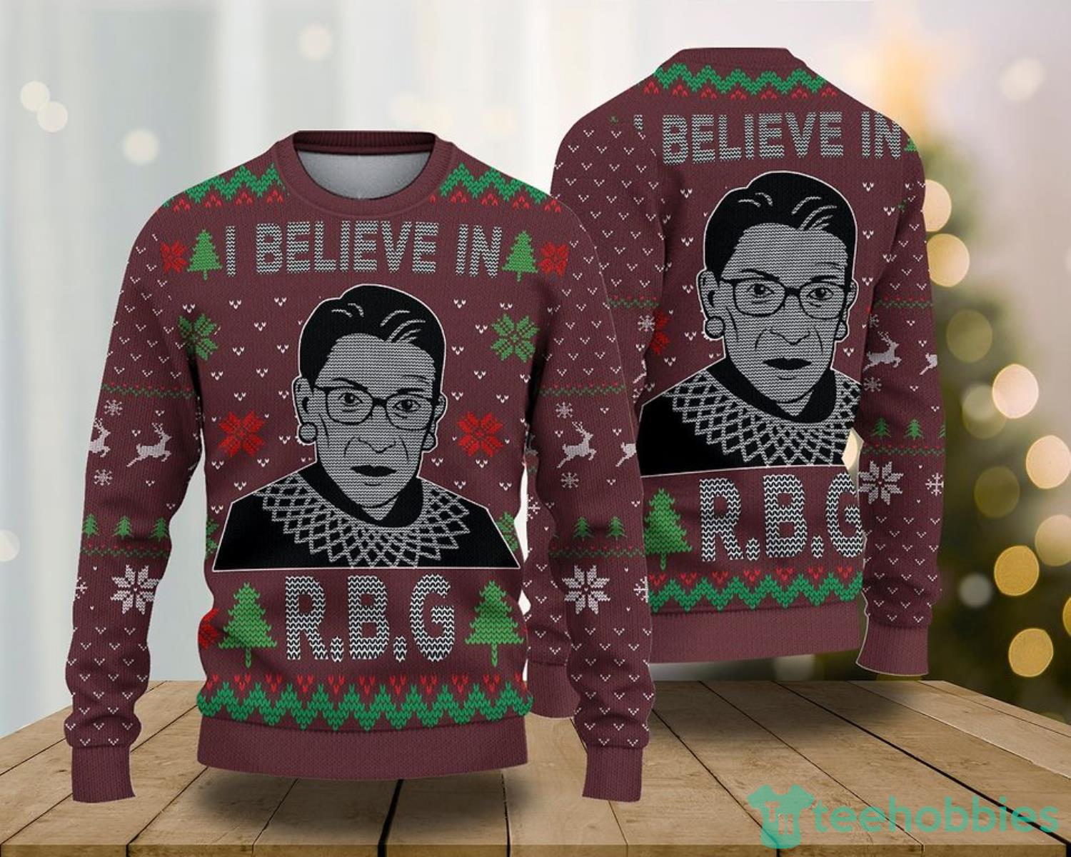 I Believe in RBG Sweater Christmas Family Gift, RBG Christmas Sweater Christmas Family Gift Product Photo 1