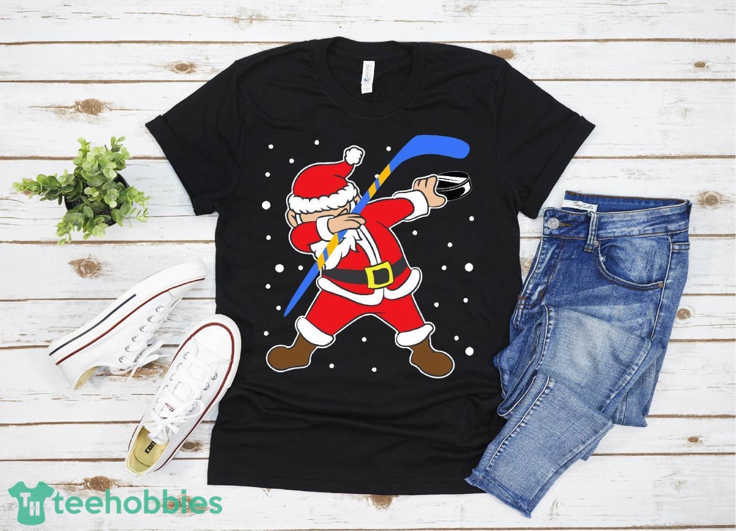 Ice Hockey Dabbing Santa Claus Hockey Player Christmas T-Shirt Christmas Gift Family Christmas Shirt Product Photo 1