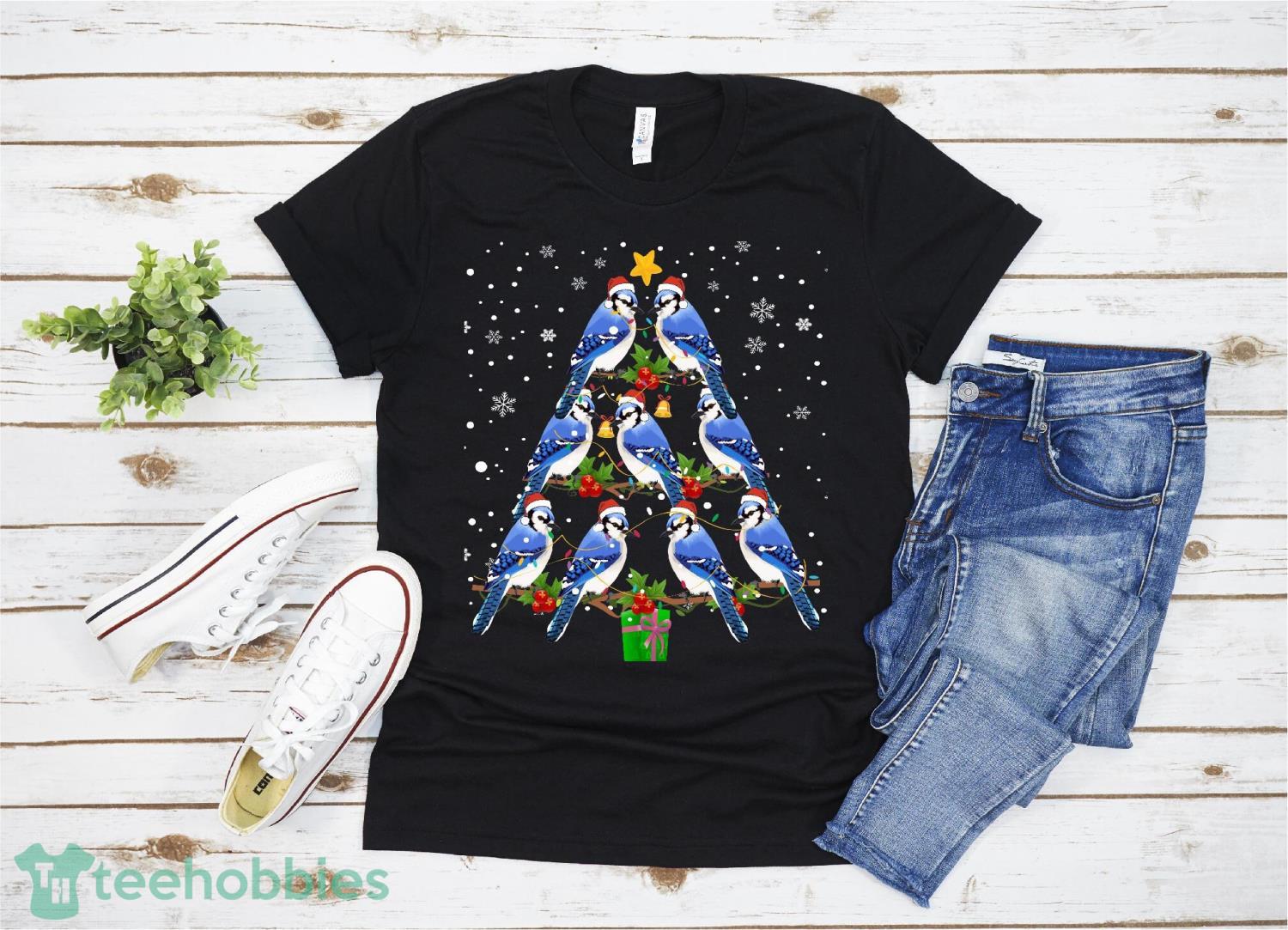 Jay Bird Xmas Tree Funny Jay Christmas T-Shirt Product Photo 1