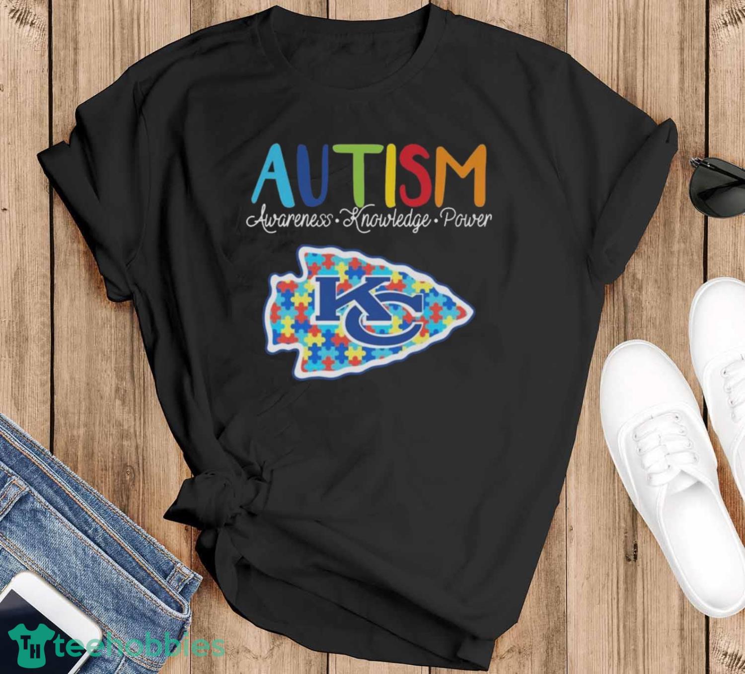 Kansas City Chiefs Autism Awareness Knowledge Power T-Shirt - Black T-Shirt