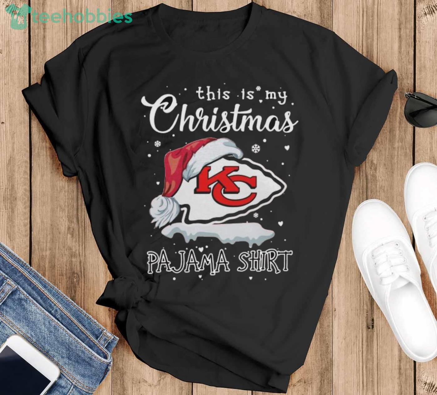 Kansas city chiefs this is my christmas pajama shirt - Black T-Shirt