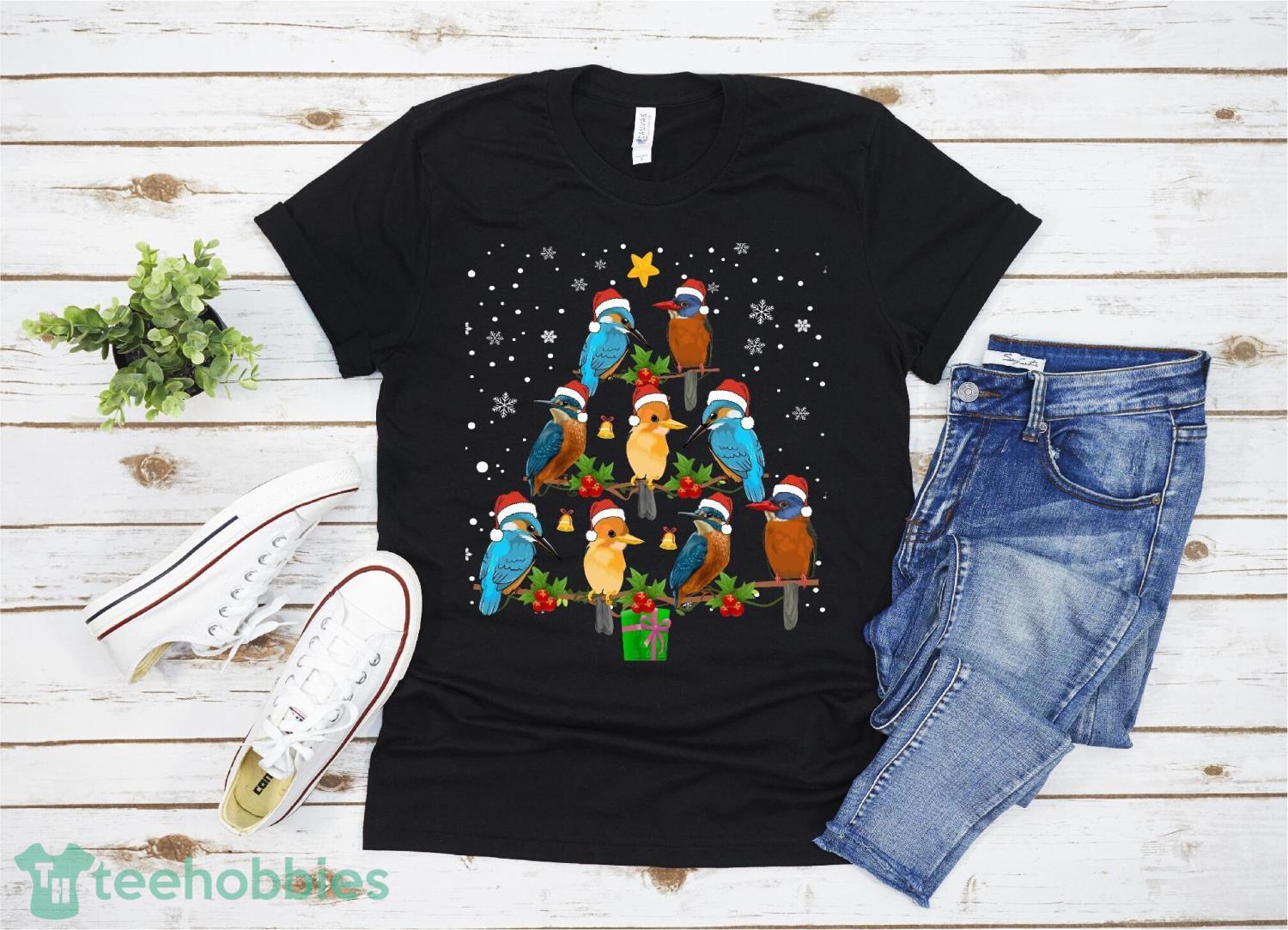 Kingfisher Bird Xmas Tree Funny Kingfisher Christmas T-Shirt Christmas Gift Family Christmas Shirt Product Photo 1