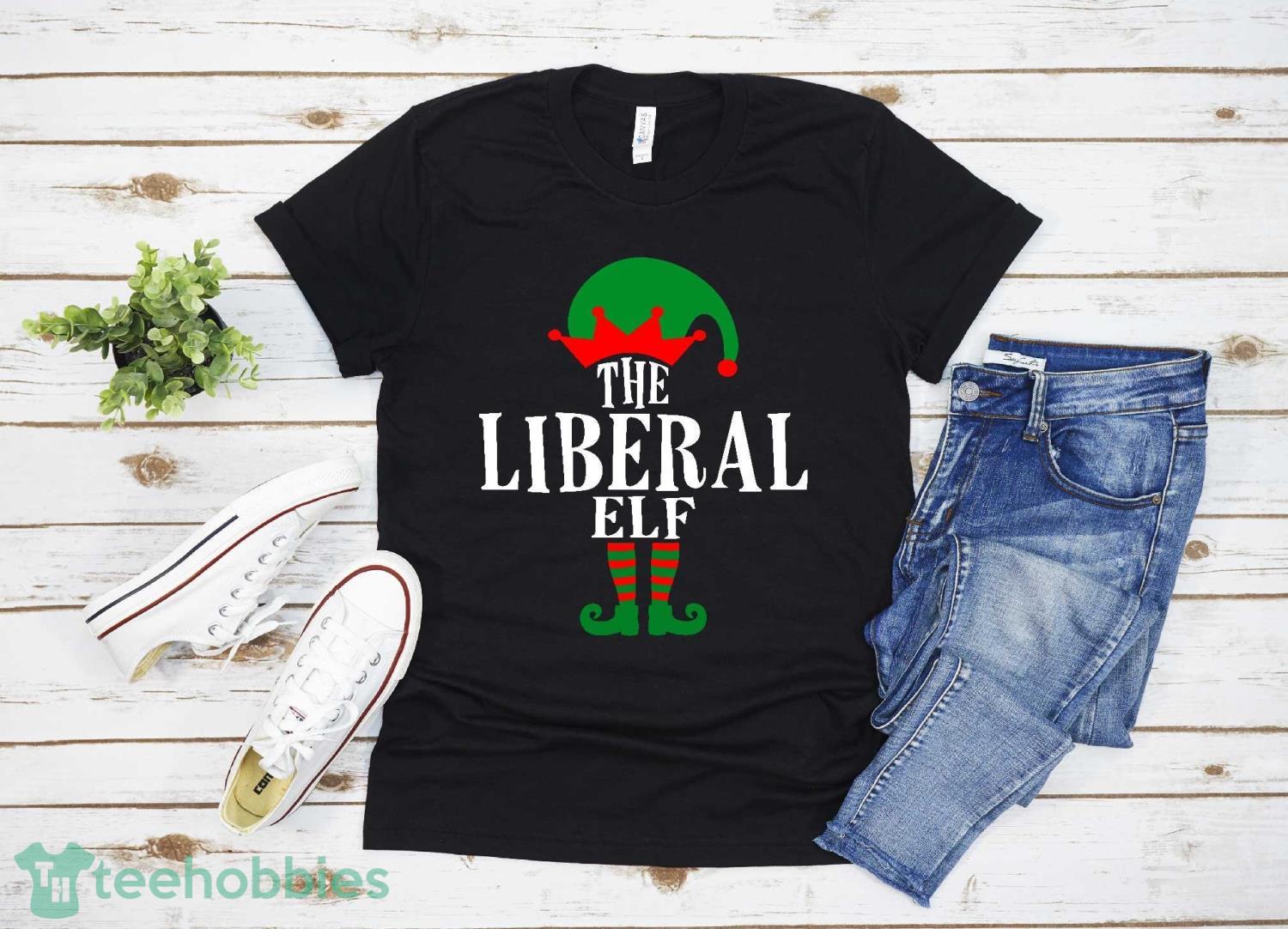 Liberal Elf Matching Family Group Christmas Party Pajama T-shirt Christmas Gift Family Christmas Shirt Product Photo 1
