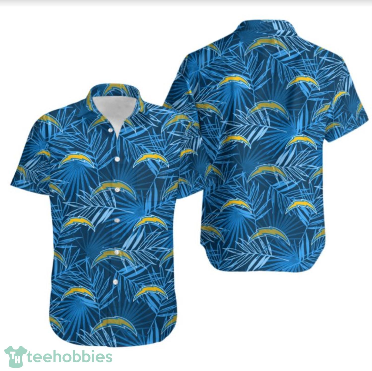 Los Angeles Chargers Leaf and Logo Limited Edition Hawaiian Shirt For Fans Product Photo 1