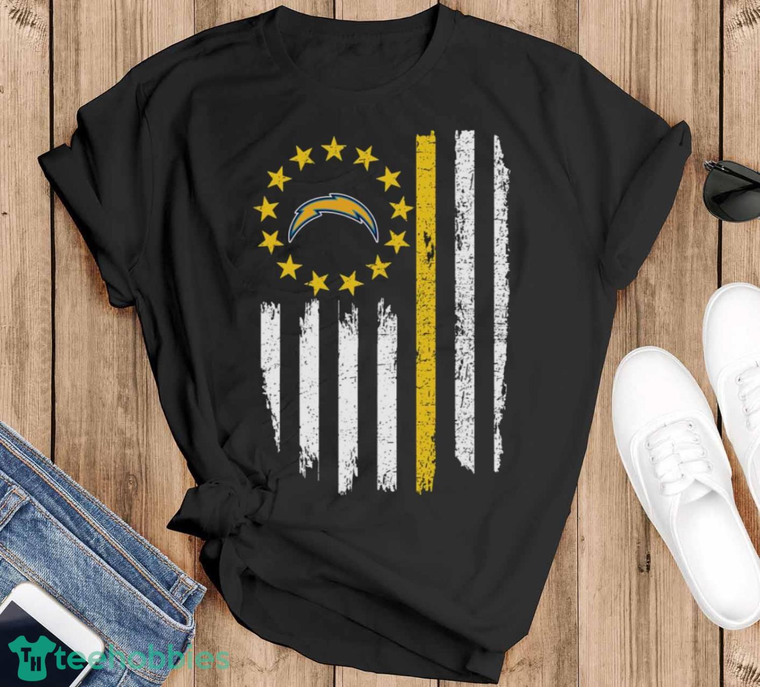 Los Angeles Chargers NFL Betsy Ross Flag Edition Fan Gift Unisex Adult T-Shir - Black T-Shirt