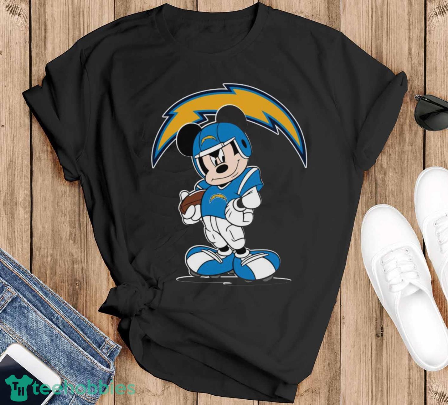 Los Angeles Chargers NFL Mickey Mouse Player Unisex Adult T-Shirt - Black T-Shirt