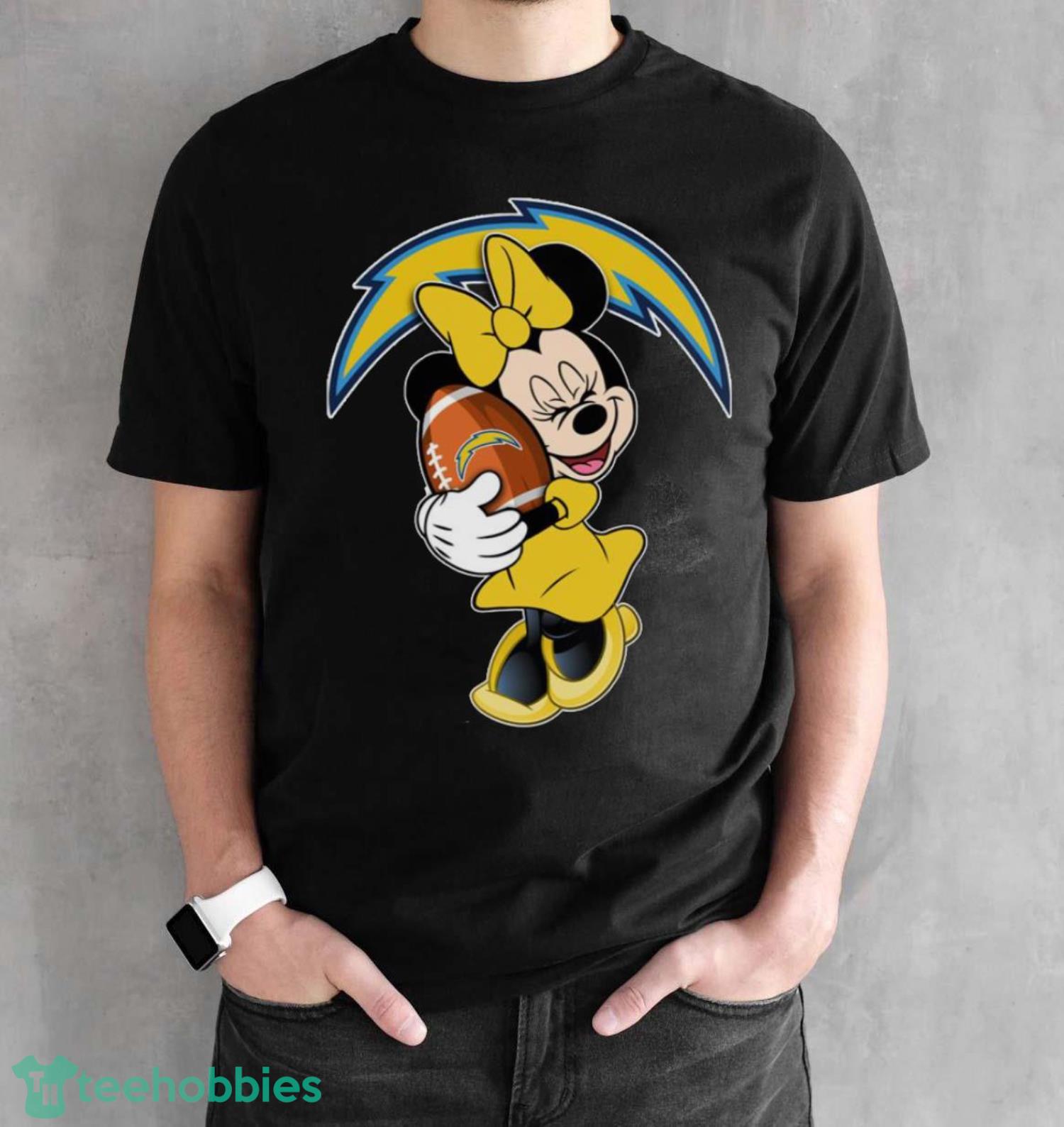 Los Angeles Chargers NFL Minnie Mouse Ball Unisex Adult T-Shirt - Black Unisex T-Shirt