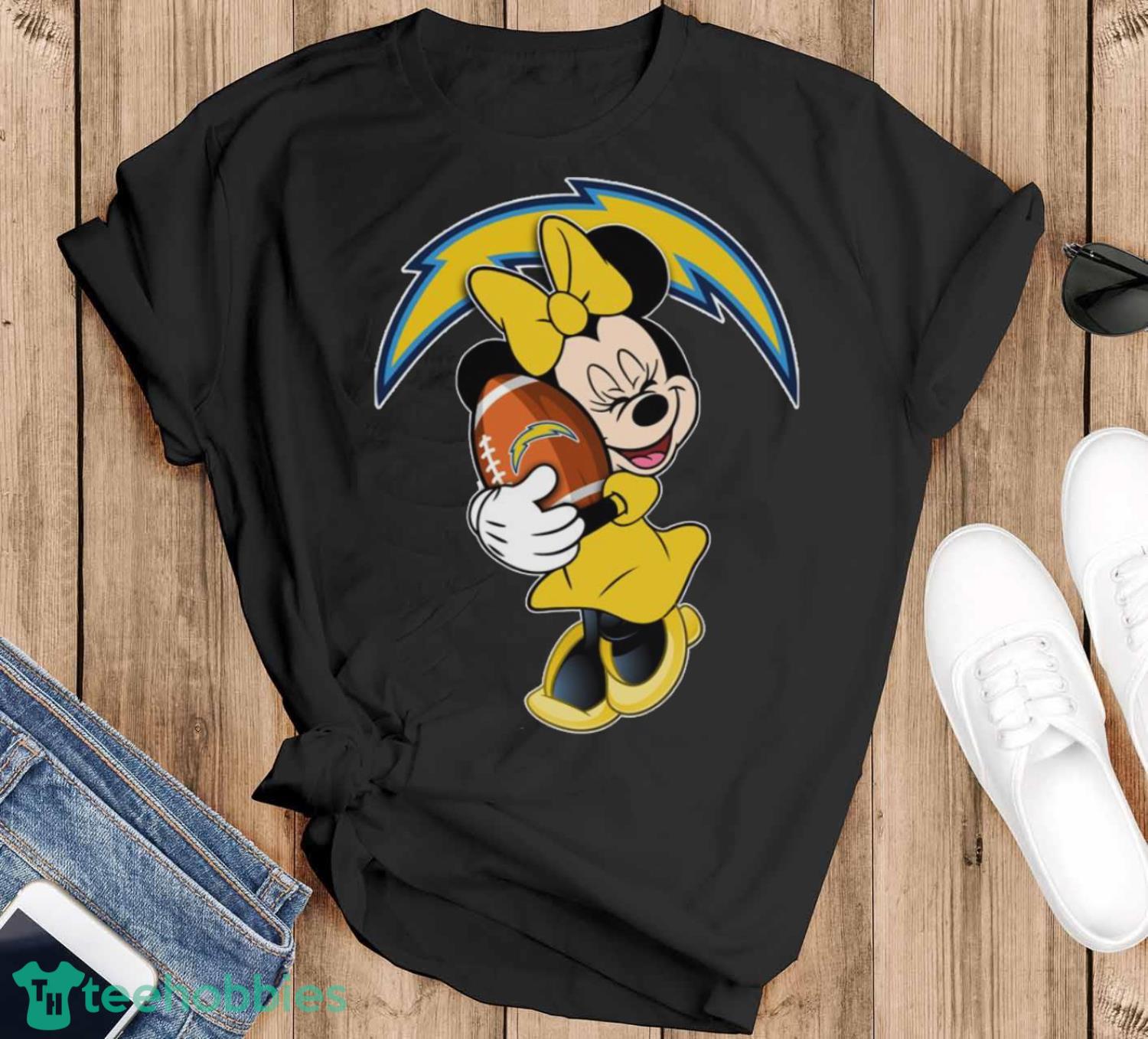 Los Angeles Chargers NFL Minnie Mouse Ball Unisex Adult T-Shirt - Black T-Shirt