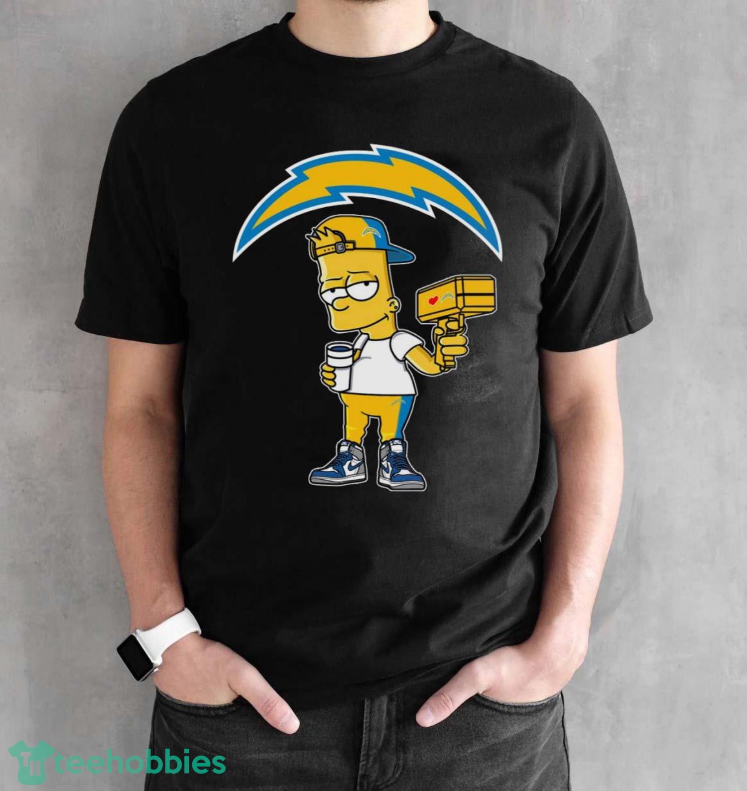 Los Angeles Chargers NFL x Bart Simpson Unisex Adult T-Shirt - Black Unisex T-Shirt