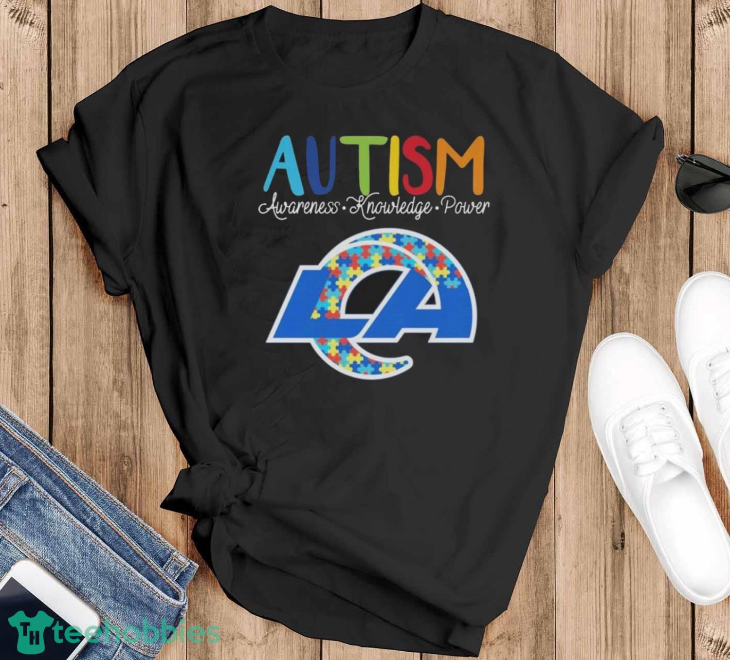 Los Angeles Rams Autism Awareness Knowledge Power T-Shirt - Black T-Shirt
