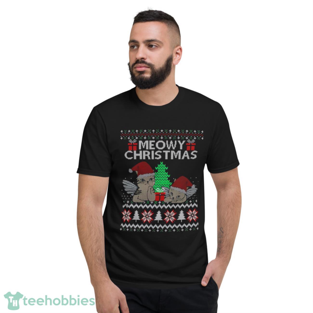 Meowy Christmasugly Christmas Knitting Pattern Unisex Sweatshirt Vintage T-Shirt - Short Sleeve T-Shirt