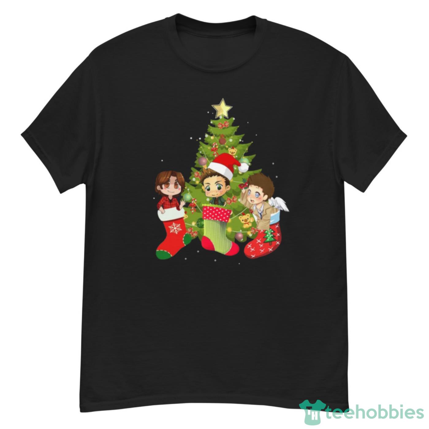 Merry Christmas Tree Supernatural Characters Chibi T-Shirt Cute Gift - G500 Men’s Classic T-Shirt