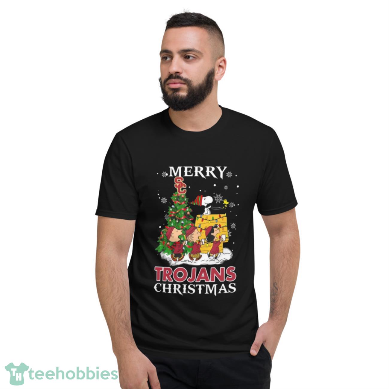 Merry Christmas Usc Trojans Peanuts Ugly 2022 Shirt - Short Sleeve T-Shirt