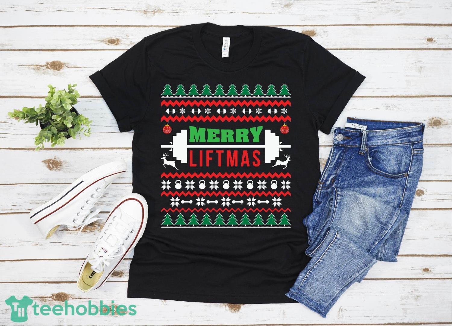 Merry Liftmas - Fitness Workout Xmas - Christmas Bodybuilder T-Shirt Christmas Gift Family Christmas Shirt Product Photo 1