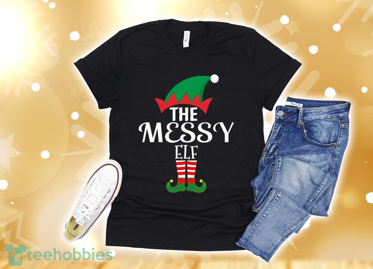 Messy Elf Matching Family Group Christmas Party Pajama T-Shirt Christmas Gift Product Photo 1