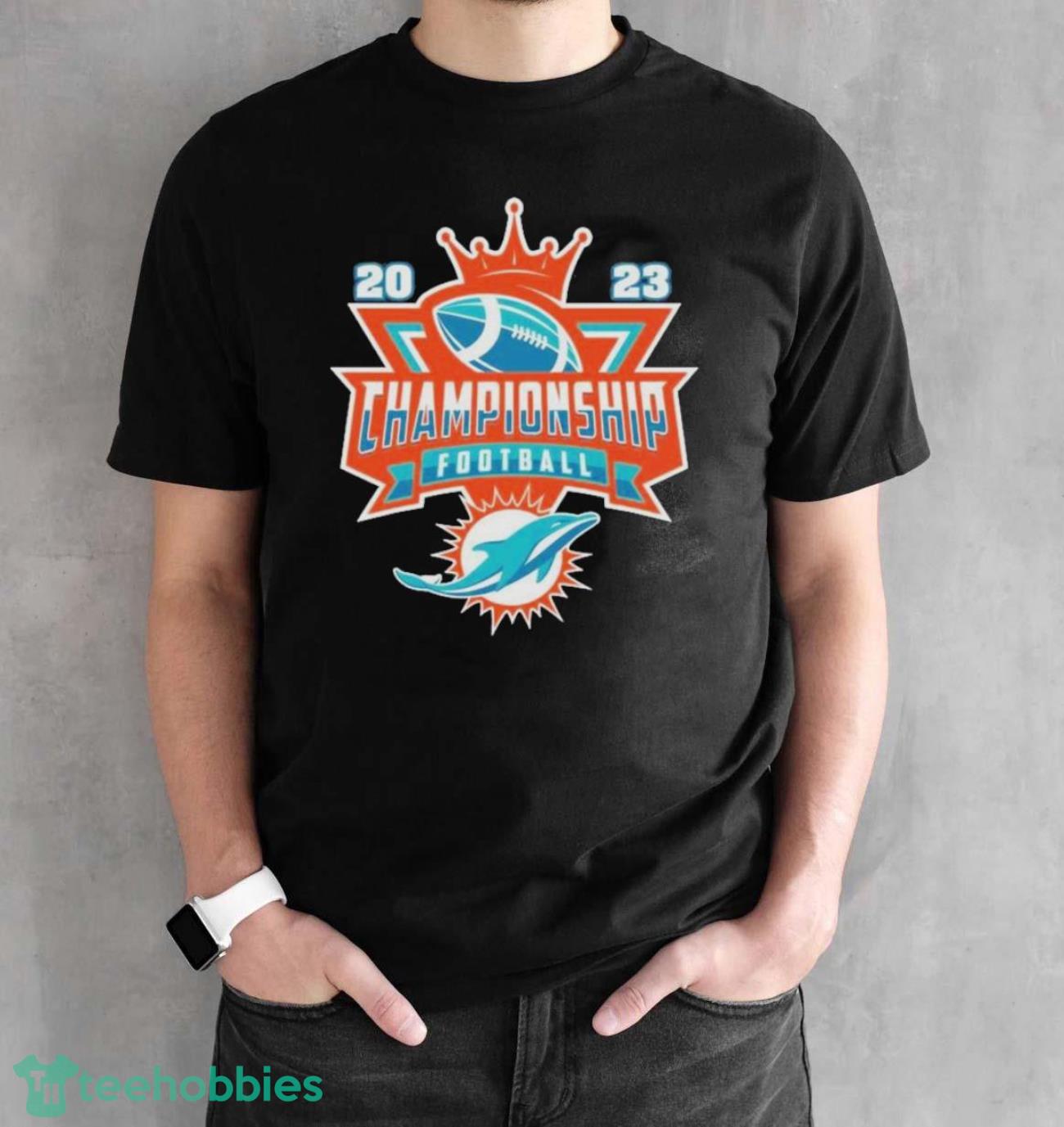 Miami Dolphins Football NFL 2023 Championship Crown Logo Shirt - Black Unisex T-Shirt