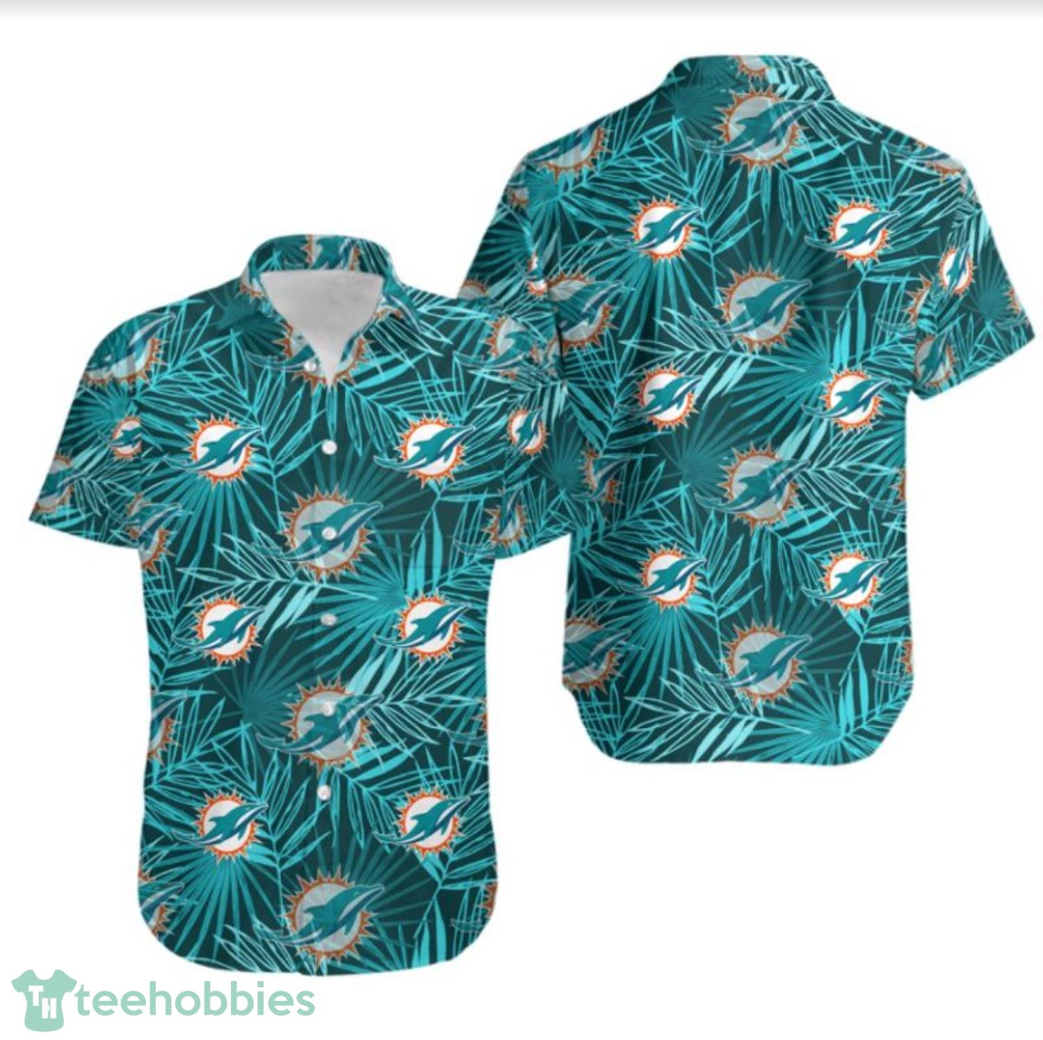 Miami Dolphins Leaf and Logo Limited Edition Hawaiian Shirt For Fans Product Photo 1