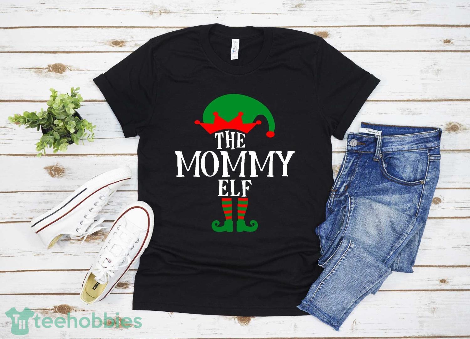 Mommy Elf Matching Family Group Christmas Party Pajama T-shirt Christmas Gift Family Christmas Shirt Product Photo 1