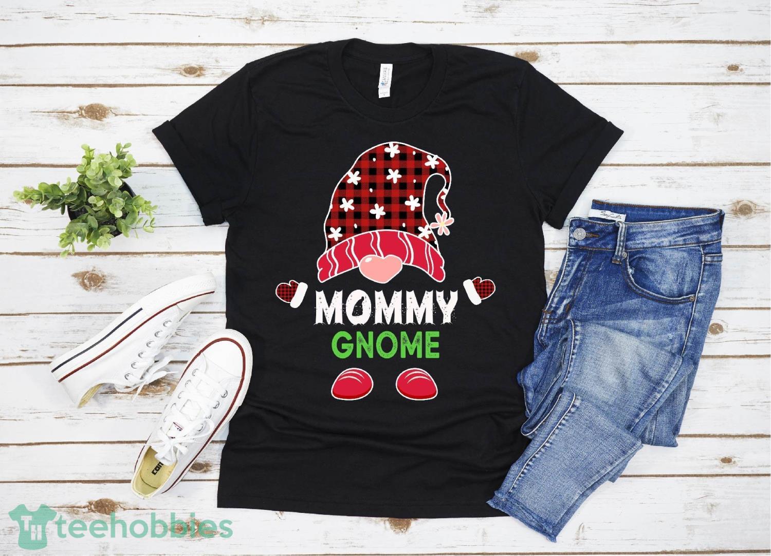 Mommy Gnome Buffalo Plaid Matching Chirstmas T-Shirt Christmas Gift Family Christmas Shirt Product Photo 1