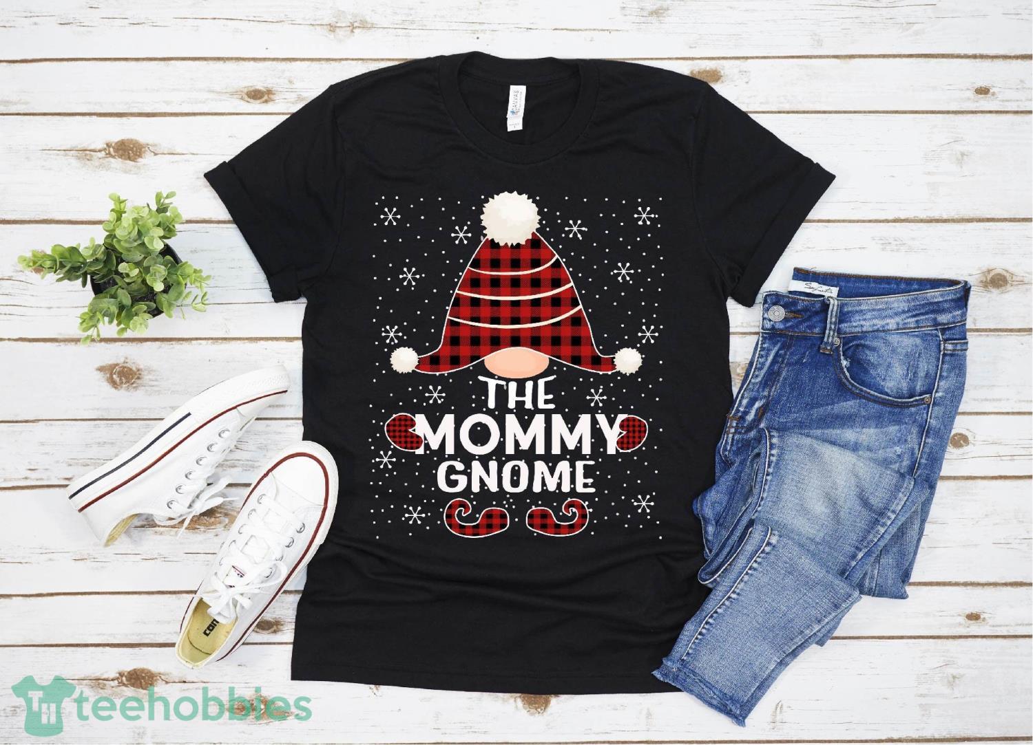 Mommy Gnome Buffalo Plaid Matching Family Christmas Pajama T-Shirt Christmas Gift Family Christmas Shirt Product Photo 1