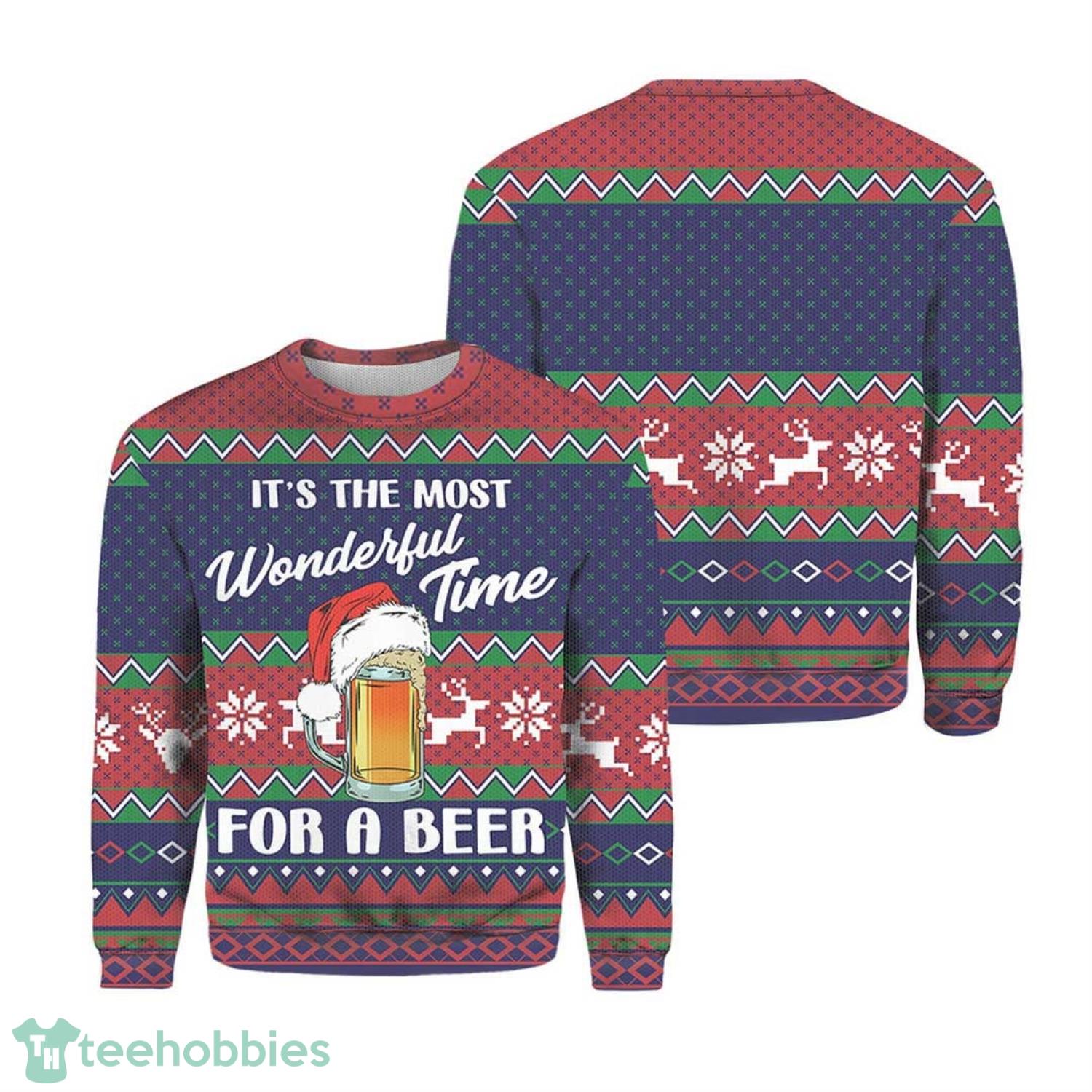 Most Wonderful Time For A Beer Ugly Sweater All Over Print Christmas Gift Product Photo 1