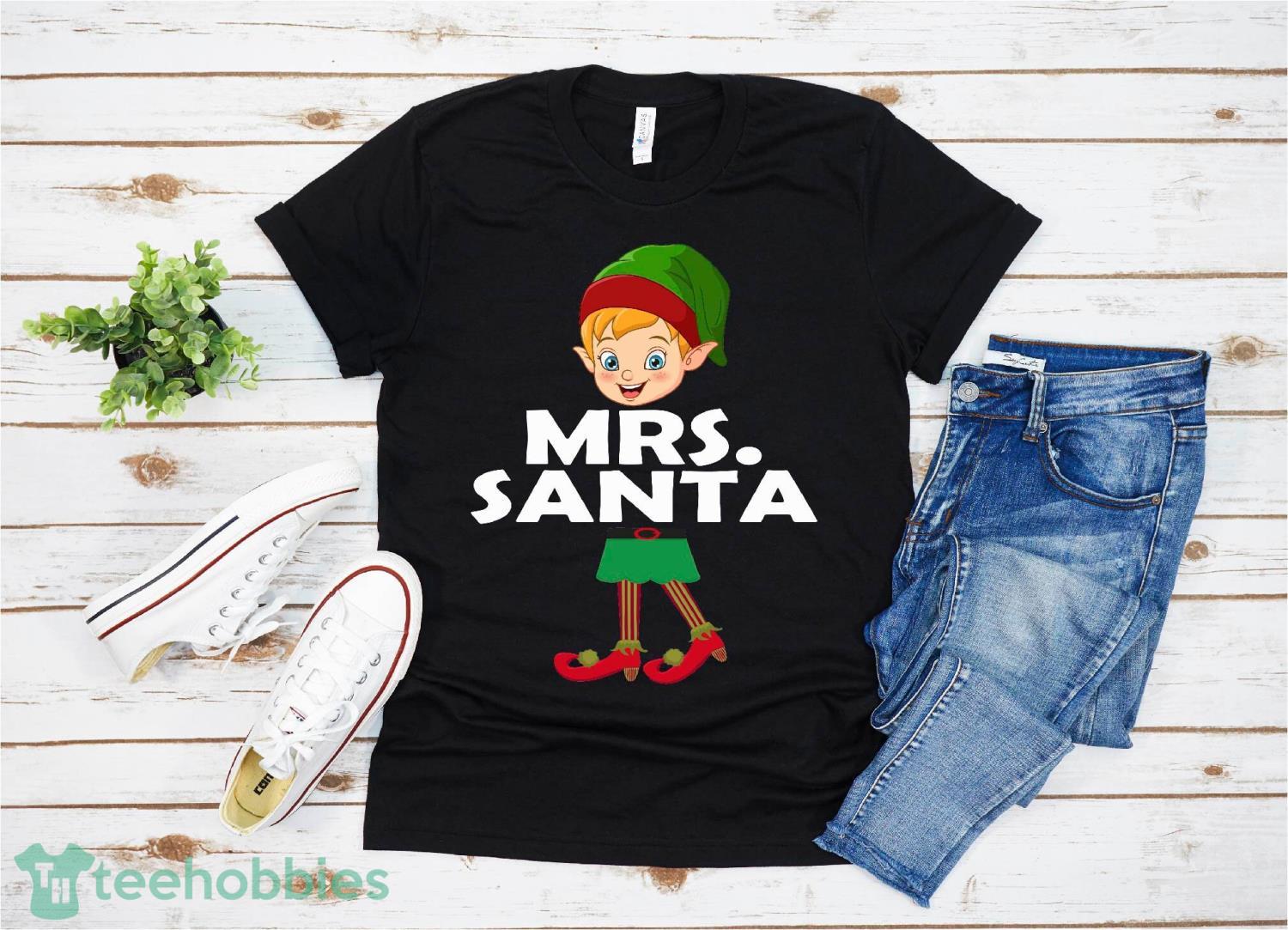 Mr and Mrs Claus Couples Matching Christmas Pajamas Santa T-Shirt Christmas Gift Family Christmas Shirt Product Photo 1