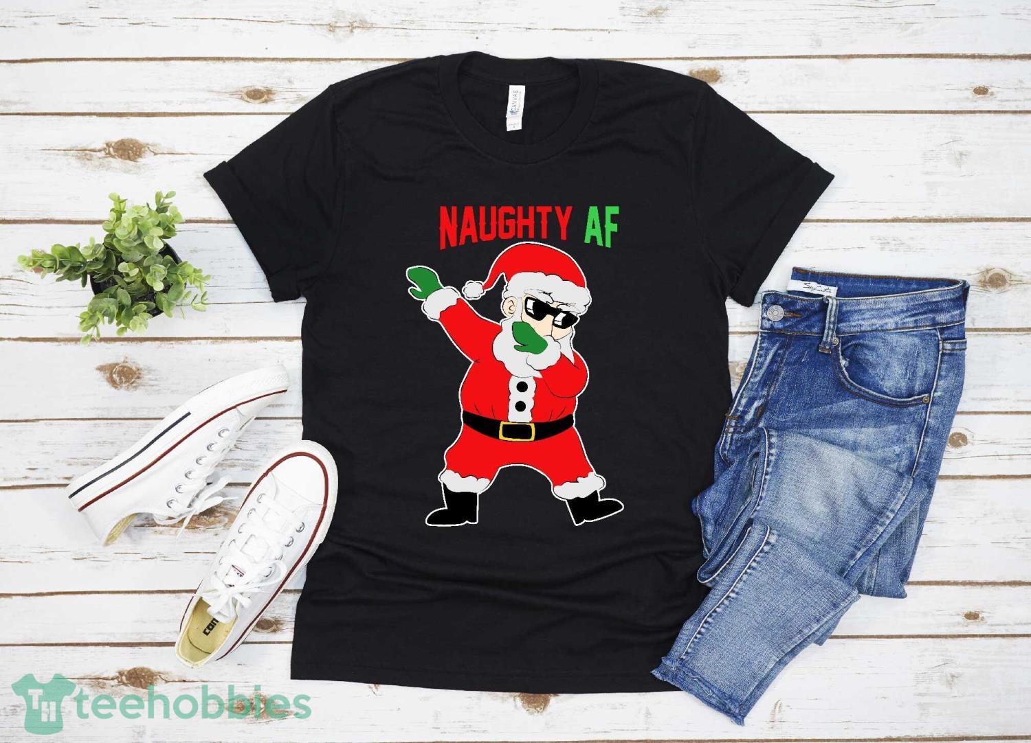 Naughty AF-Merry Christmas Santa Dabbing T-Shirt Christmas Gift Family Christmas Shirt Product Photo 1