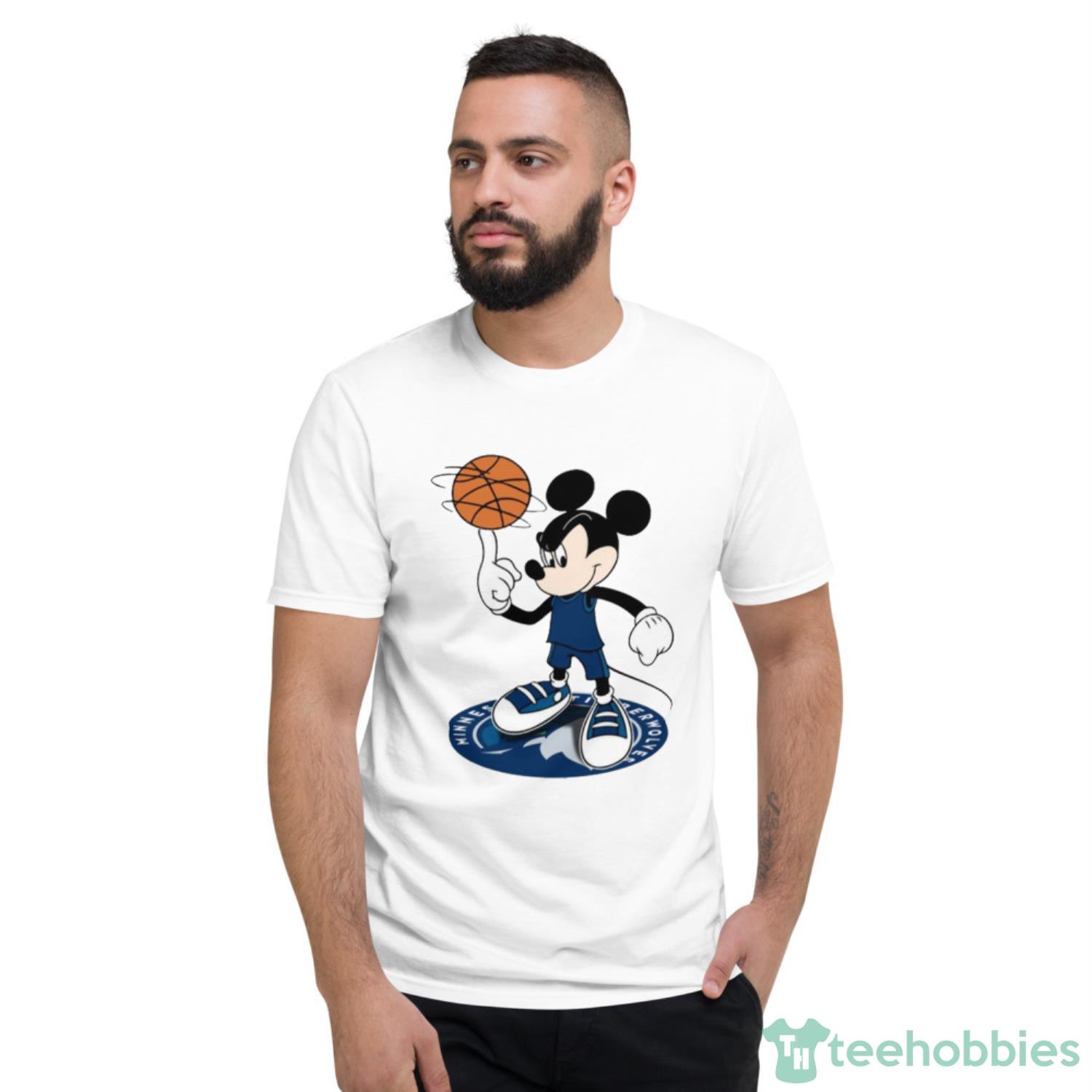 NBA Basketball Minnesota Timberwolves Cheerful Mickey Disney Shirt T Shirt - Short Sleeve T-Shirt