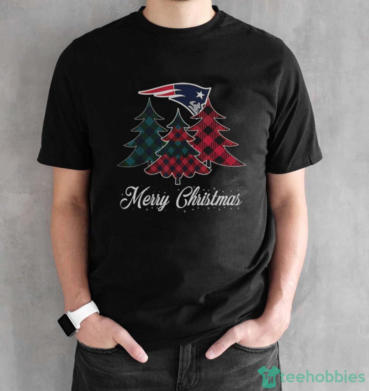 New England Patriots Merry Christmas Tree Football Team shirt - Black Unisex T-Shirt