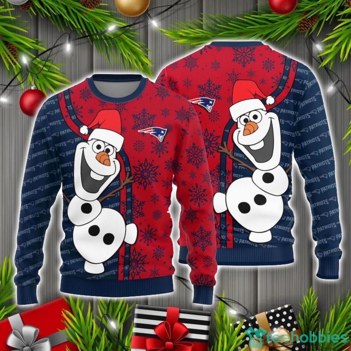 New England Patriots Olaf Christmas Funny Gift 3D Ugly Christmas Sweater Product Photo 1